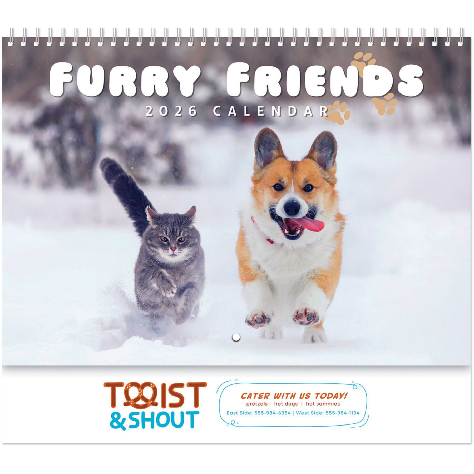 Full Color Furry Friends Spiral Wall Calendar