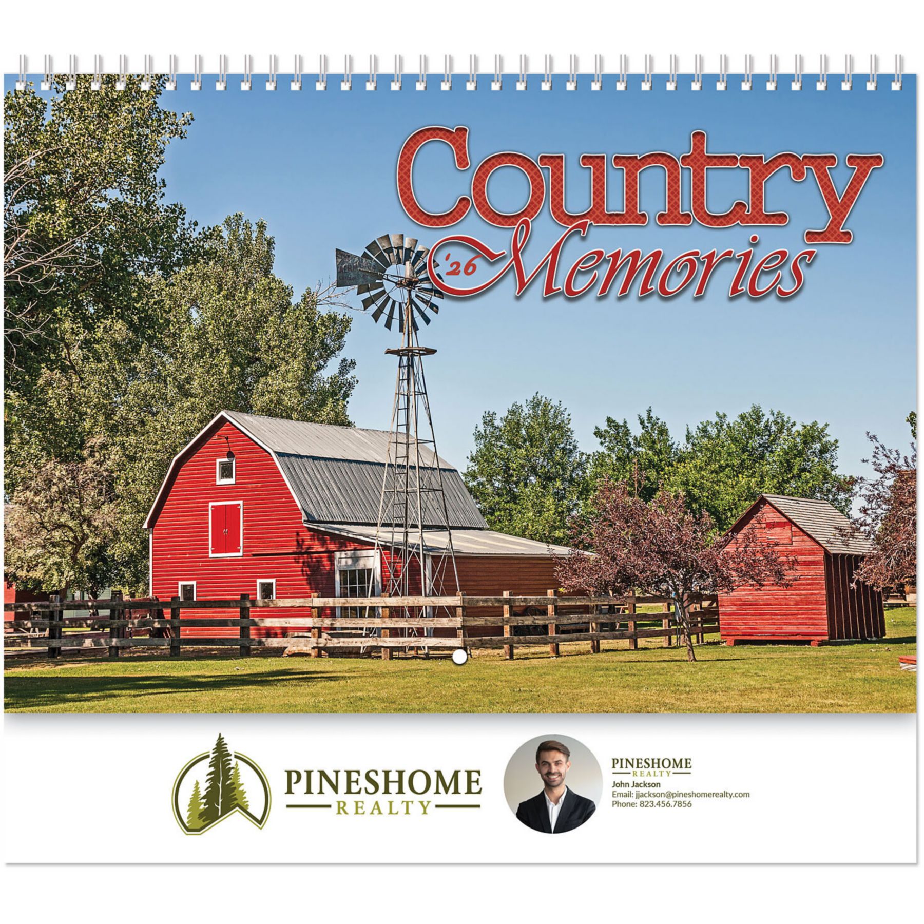 Full Color Country Memories Spiral Wall Calendar