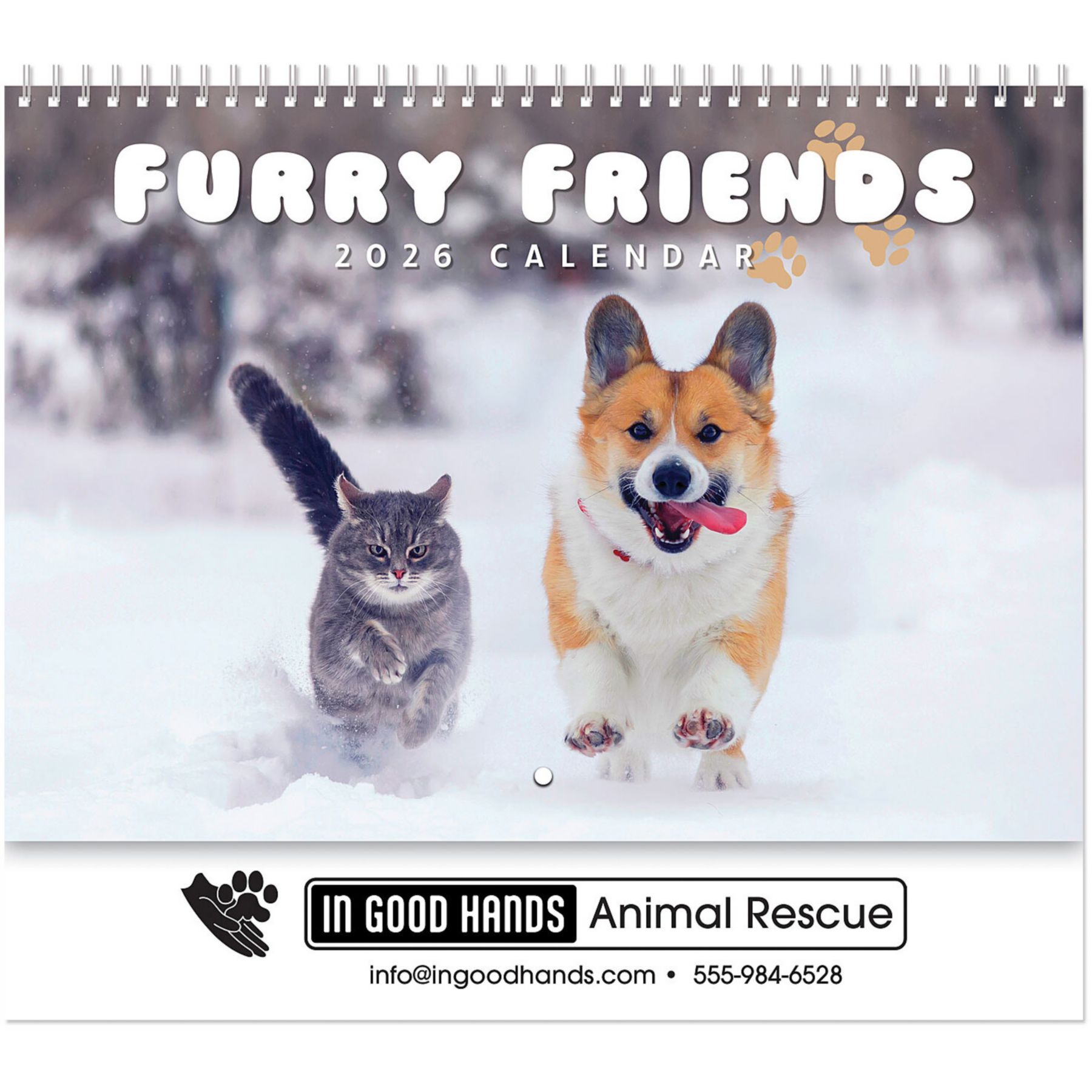 Furry Friends Wall Calendar Spiral