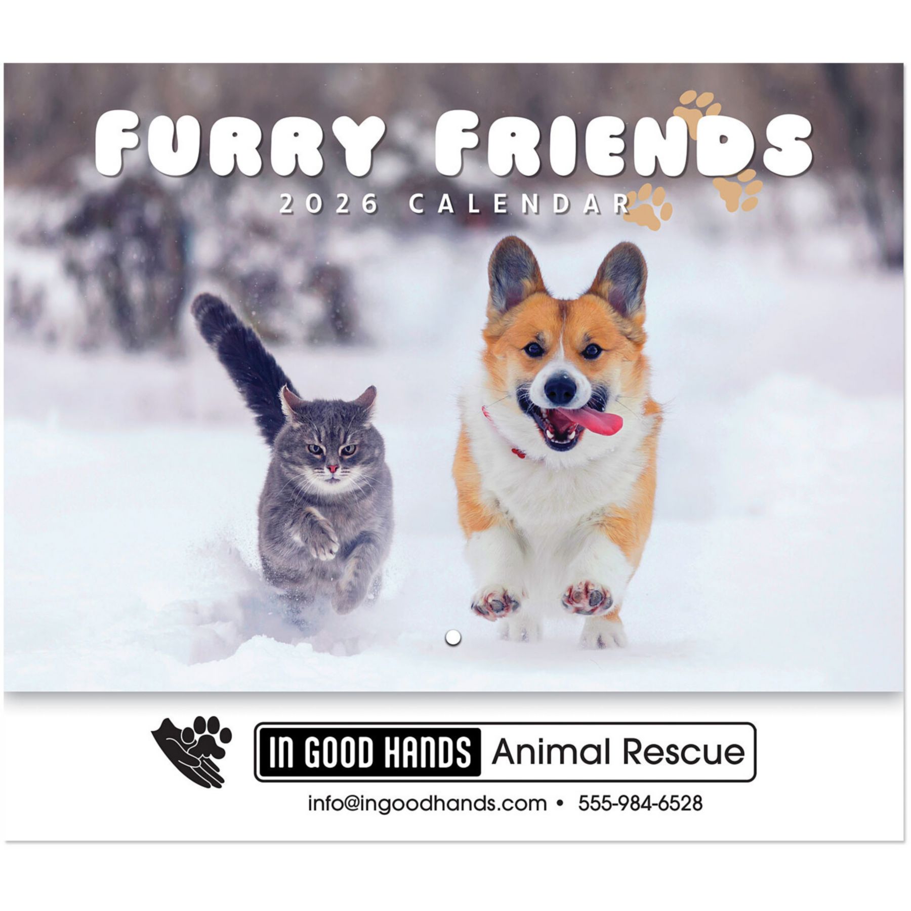 Furry Friends Stapled Wall Calendar