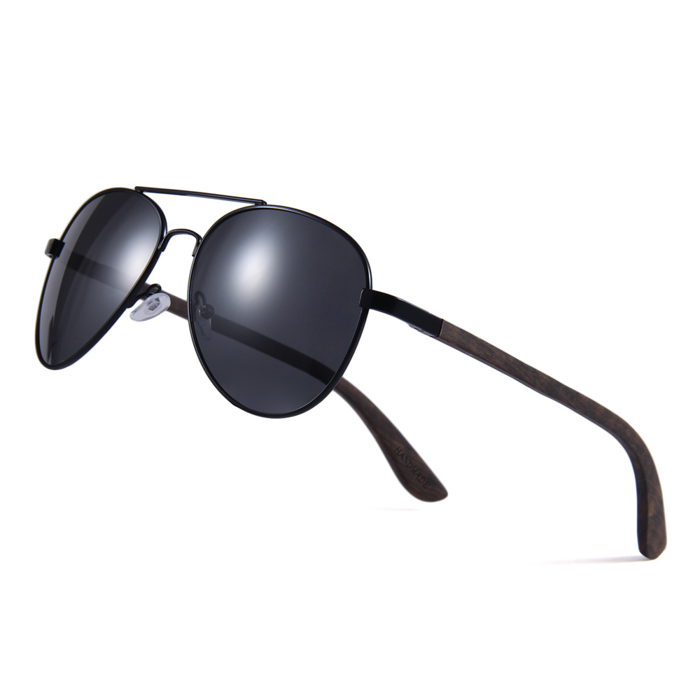 Wooden Classic Aviator Series Ebony, Zebra & Rosewood Sunglasses (SNOQUALMIE)