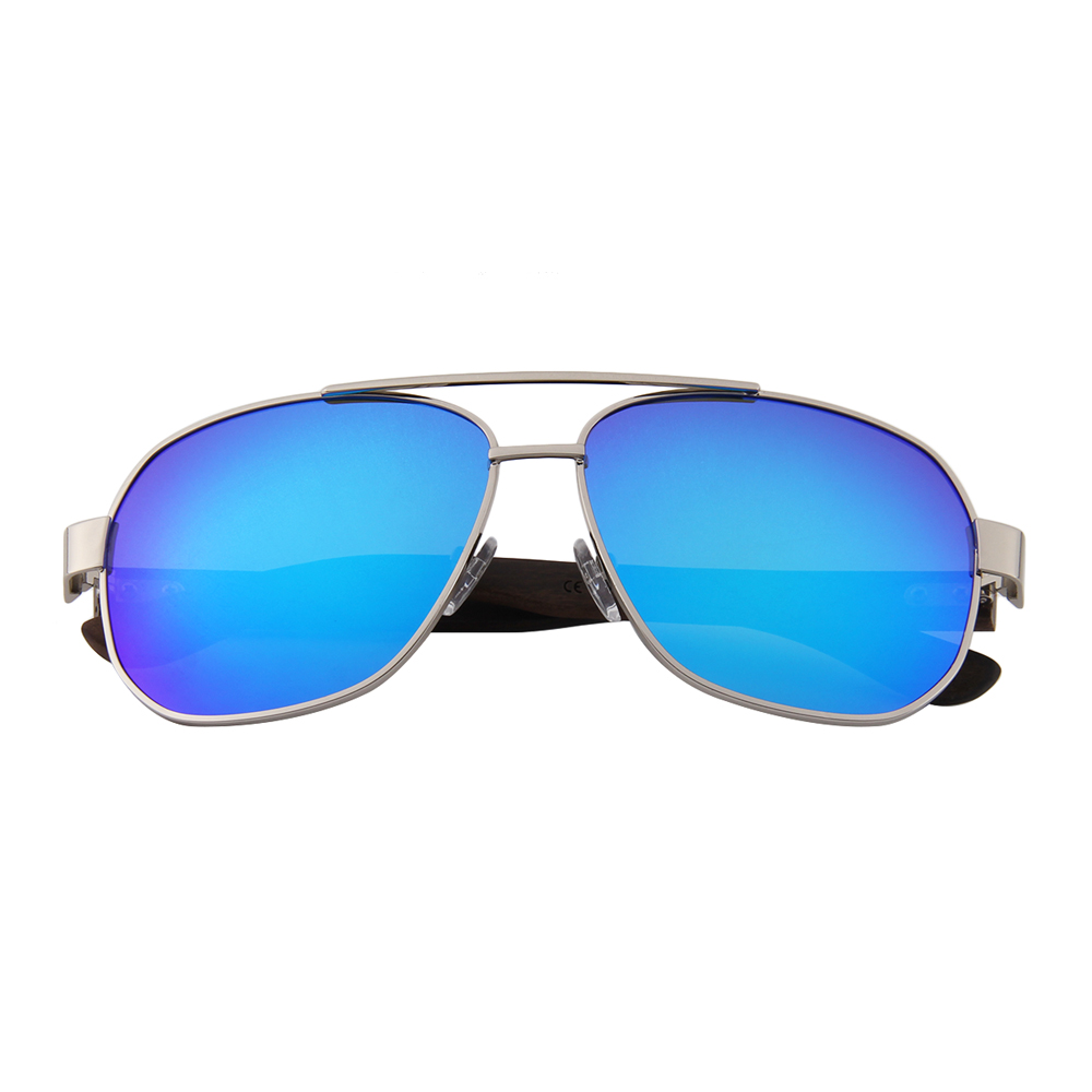 Wooden Square Aviator Series Ebony, Zebra & Rosewood Sunglasses (TIGARD)