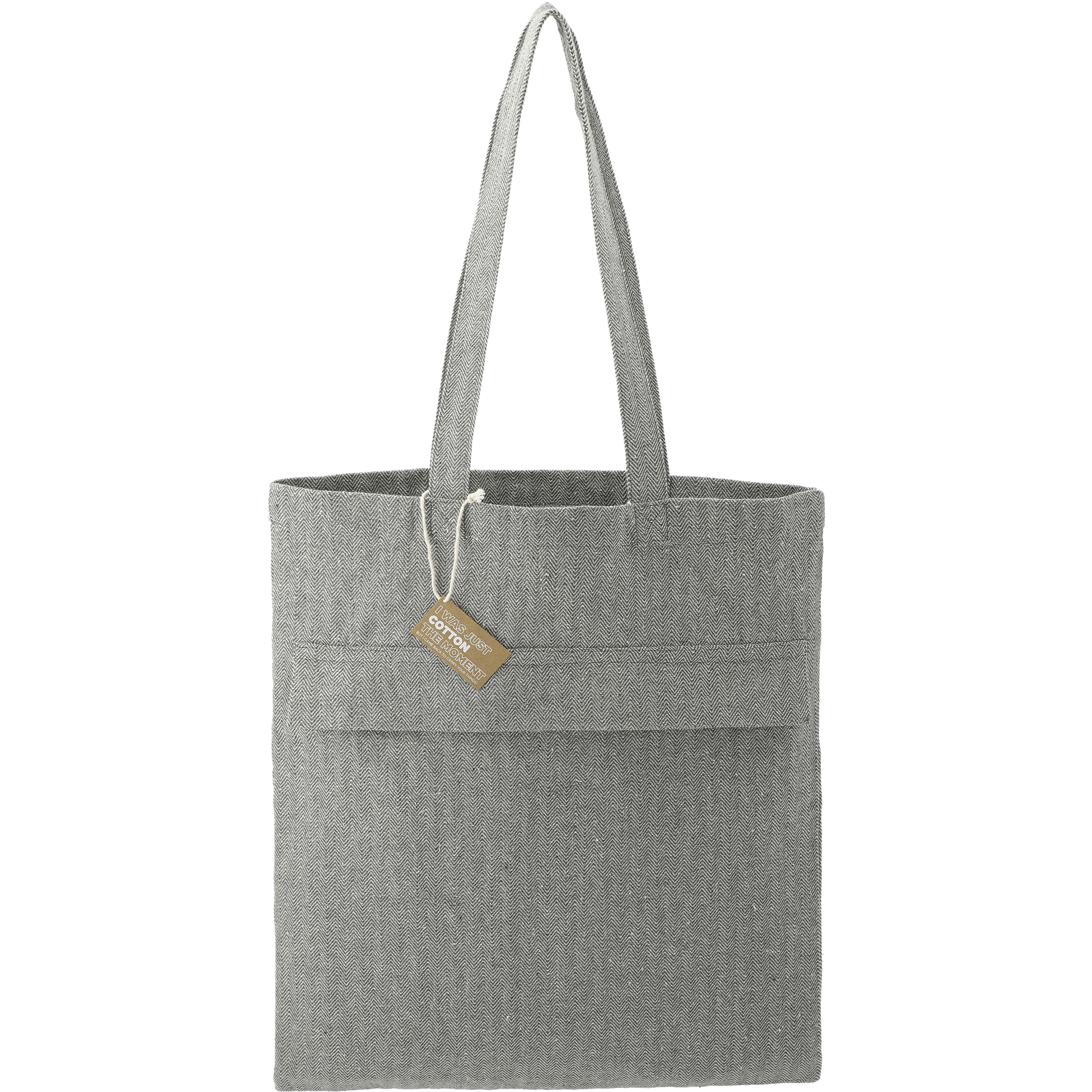 Recycled Cotton Herringbone Tote w/Zip Pocket 7oz