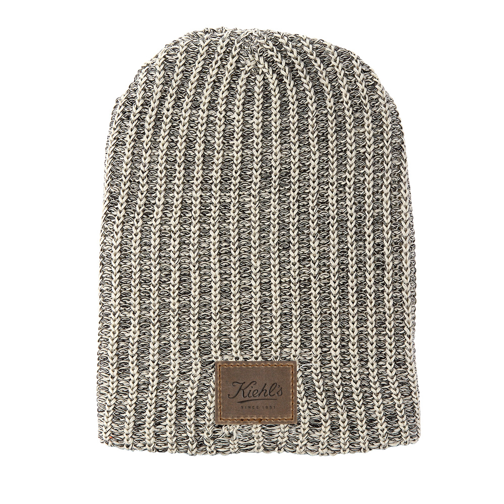 Haberdasher Knit Beanie with Leather Patch 1