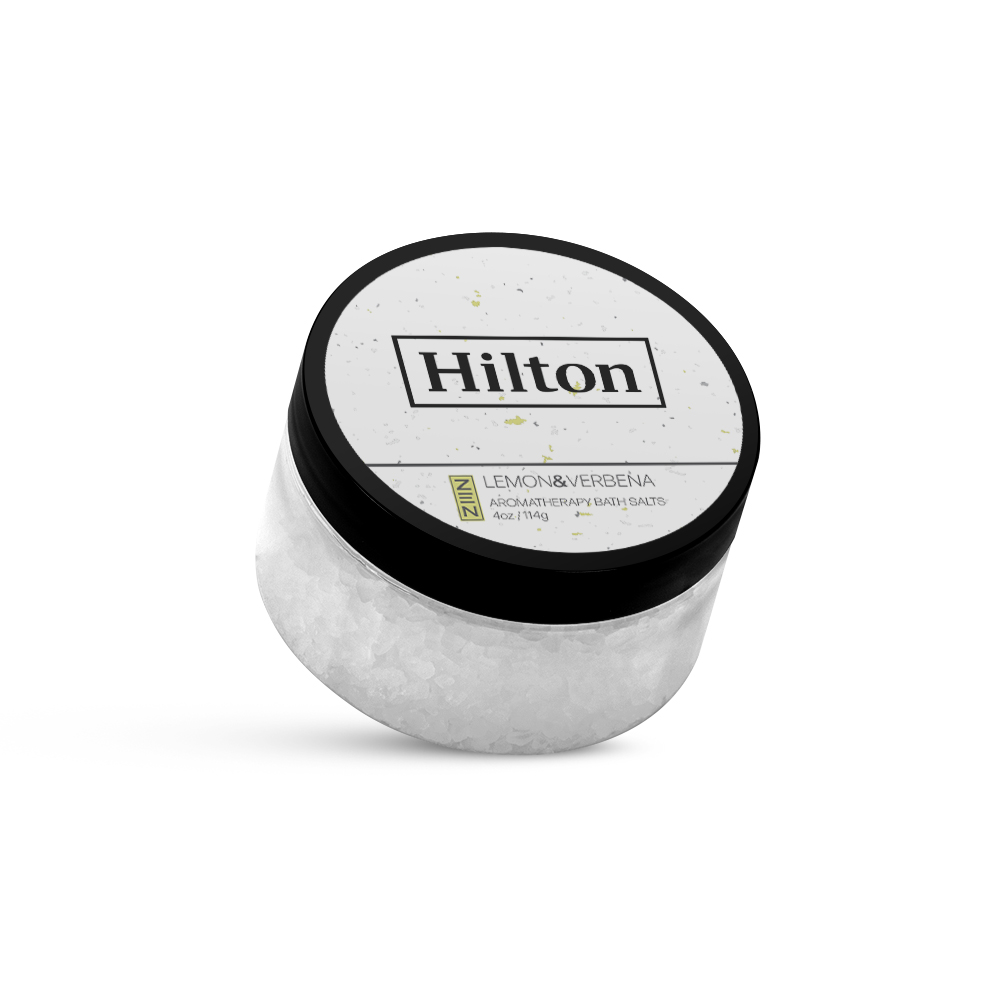 4 Oz. Lemon Verbena Bath Salts In Clear Jar With Black Lid 1