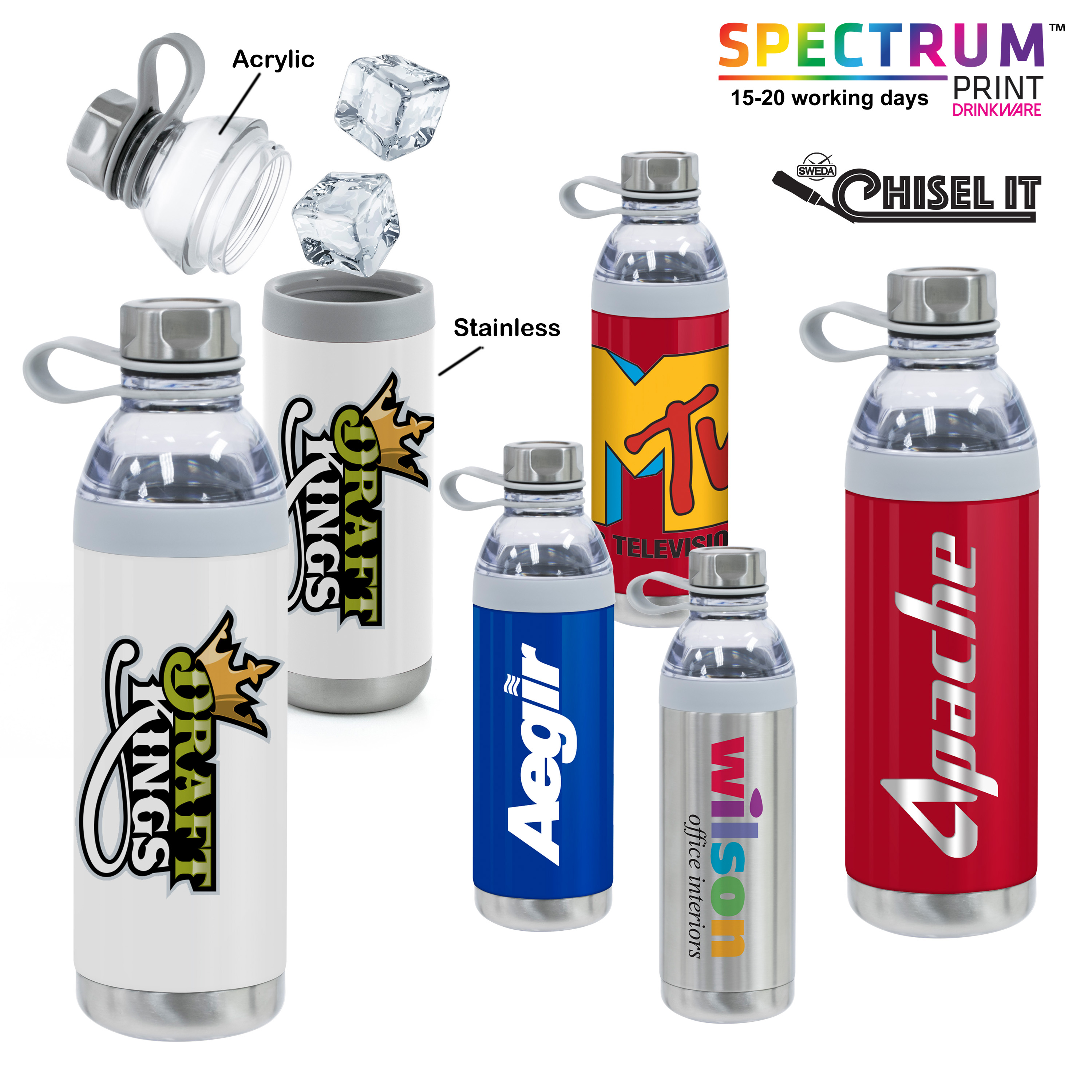 Dual Opening Stainless Steel Water Bottle - 20 Oz. 1