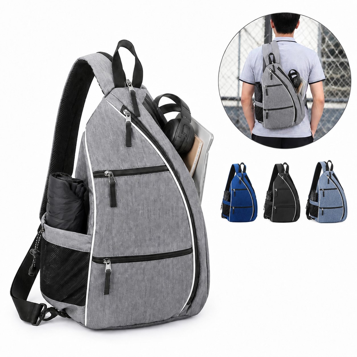 Tennis Pickleball Sling Backpack for Rackets & Gear