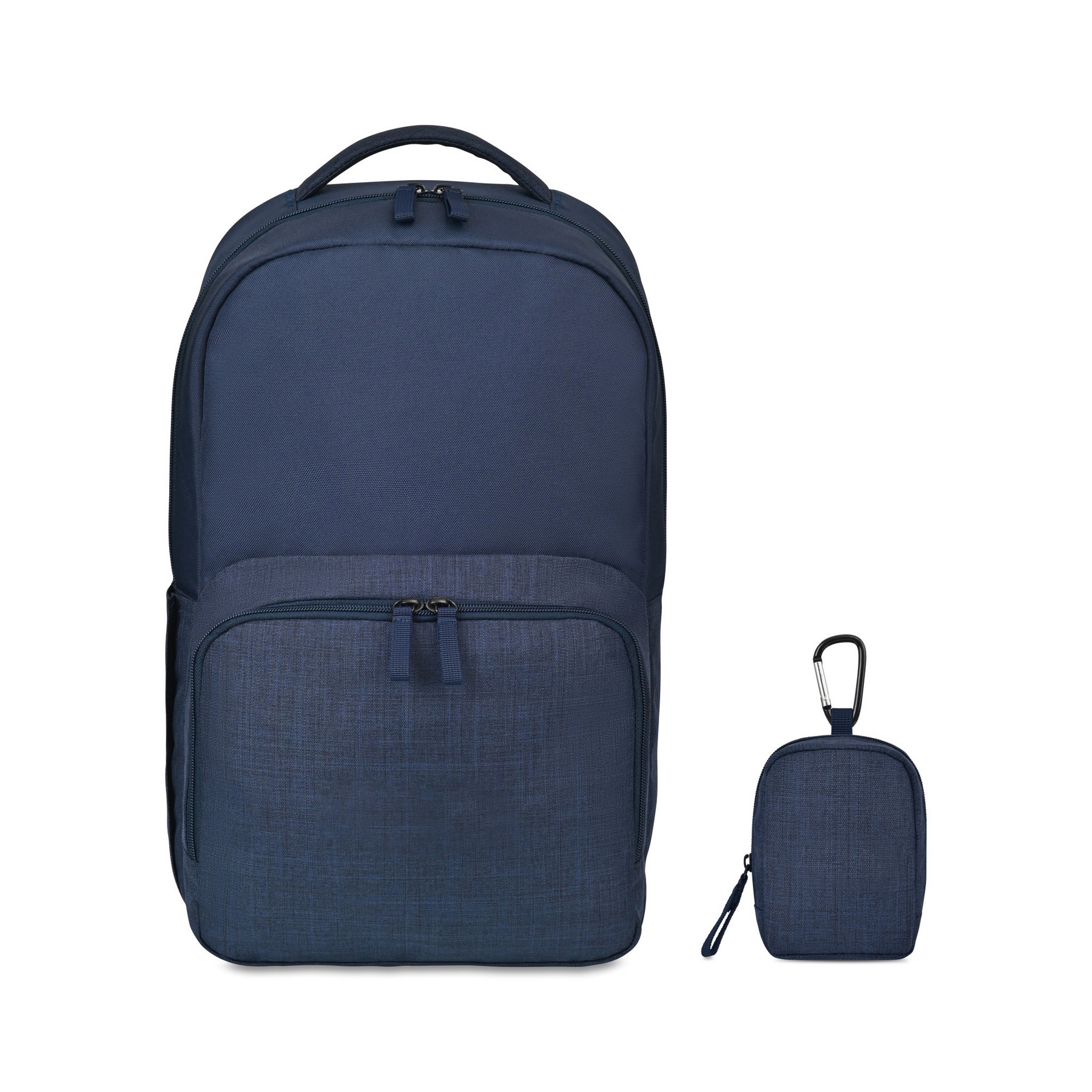 Fletcher Recycled rPET Laptop Backpack & Mini Pouch Bag Charm Set - Navy Heather