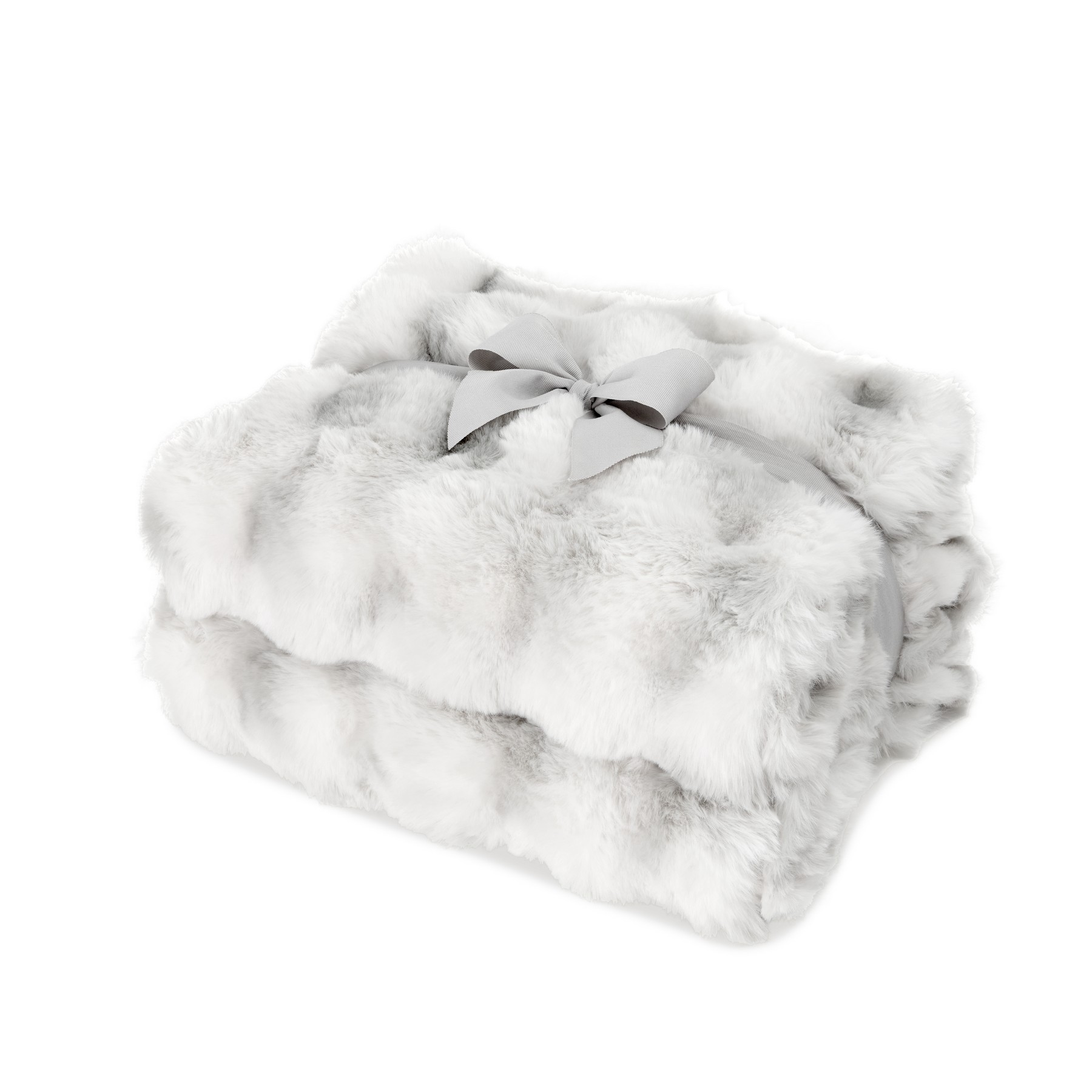 Ruched Faux Fur Recycled Polyester Blanket - Ivory Frost