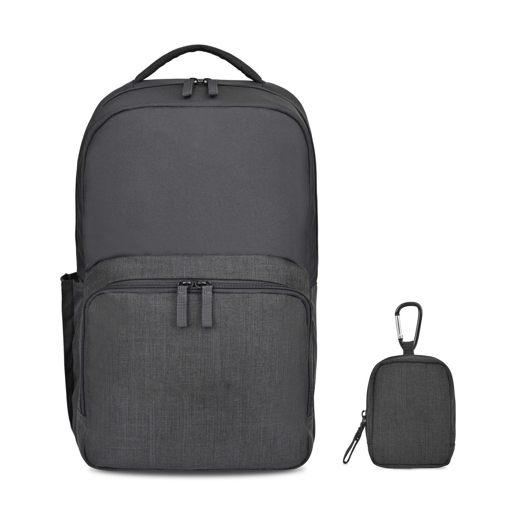 Fletcher Recycled rPET Laptop Backpack & Mini Pouch Bag Charm Set - Black Sand