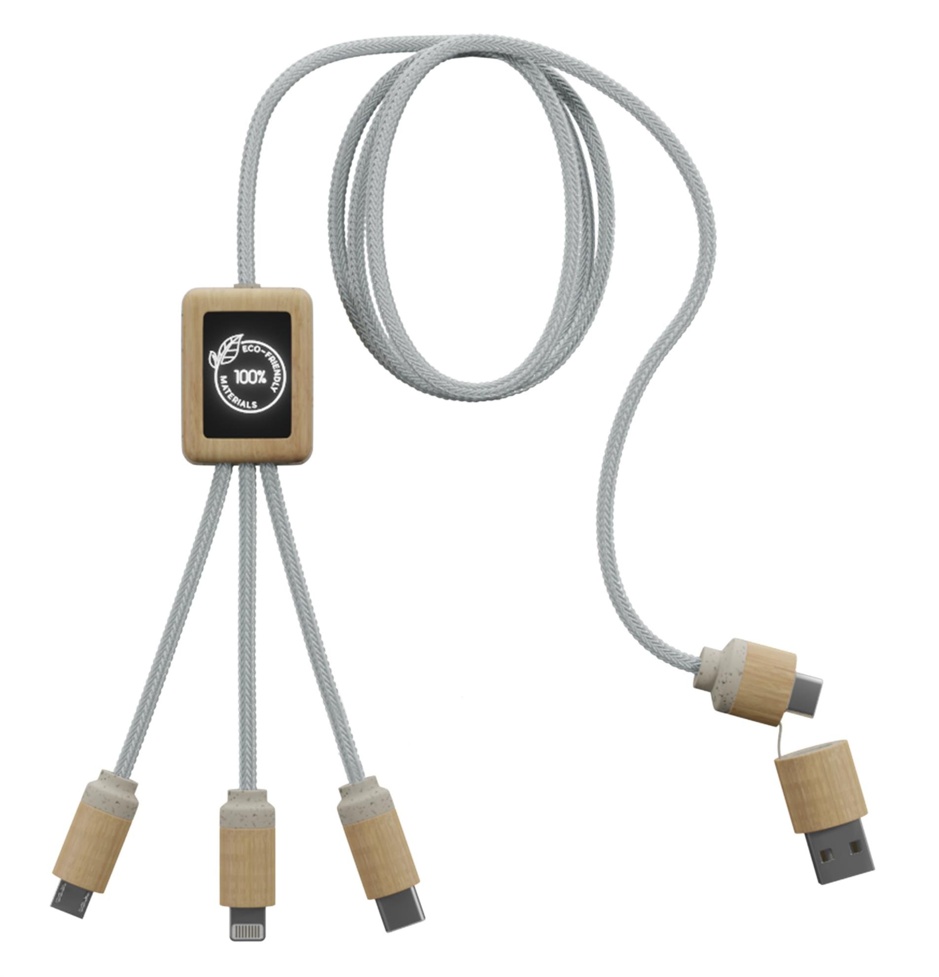 SCX Innovative Design™ 5-in-1 Bamboo Charging Cable 2A