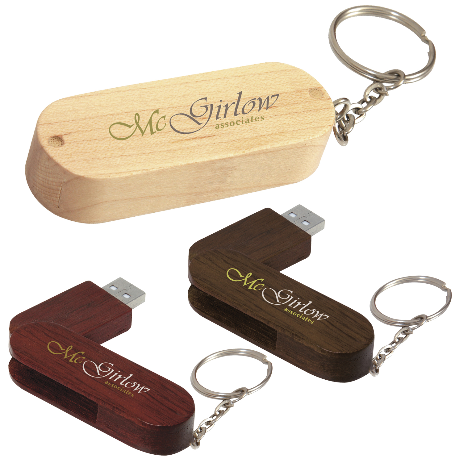 Universal Source® Bamboo Keyring USB Flash Drive
