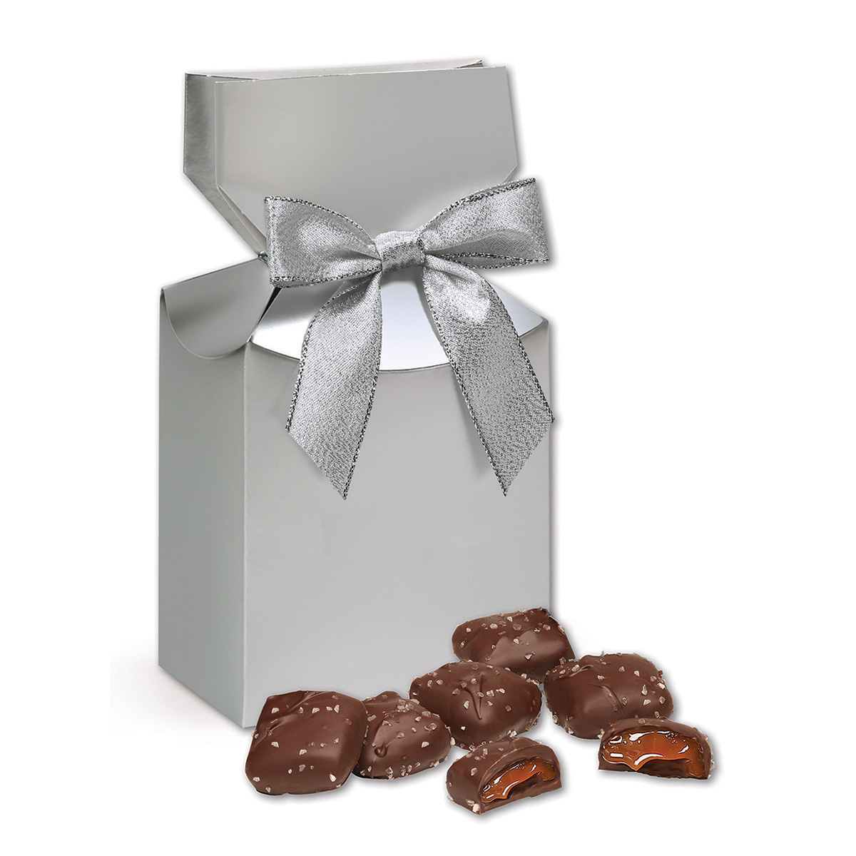 Silver Premium Delights Gift Box w/Chocolate Sea Salt Caramels