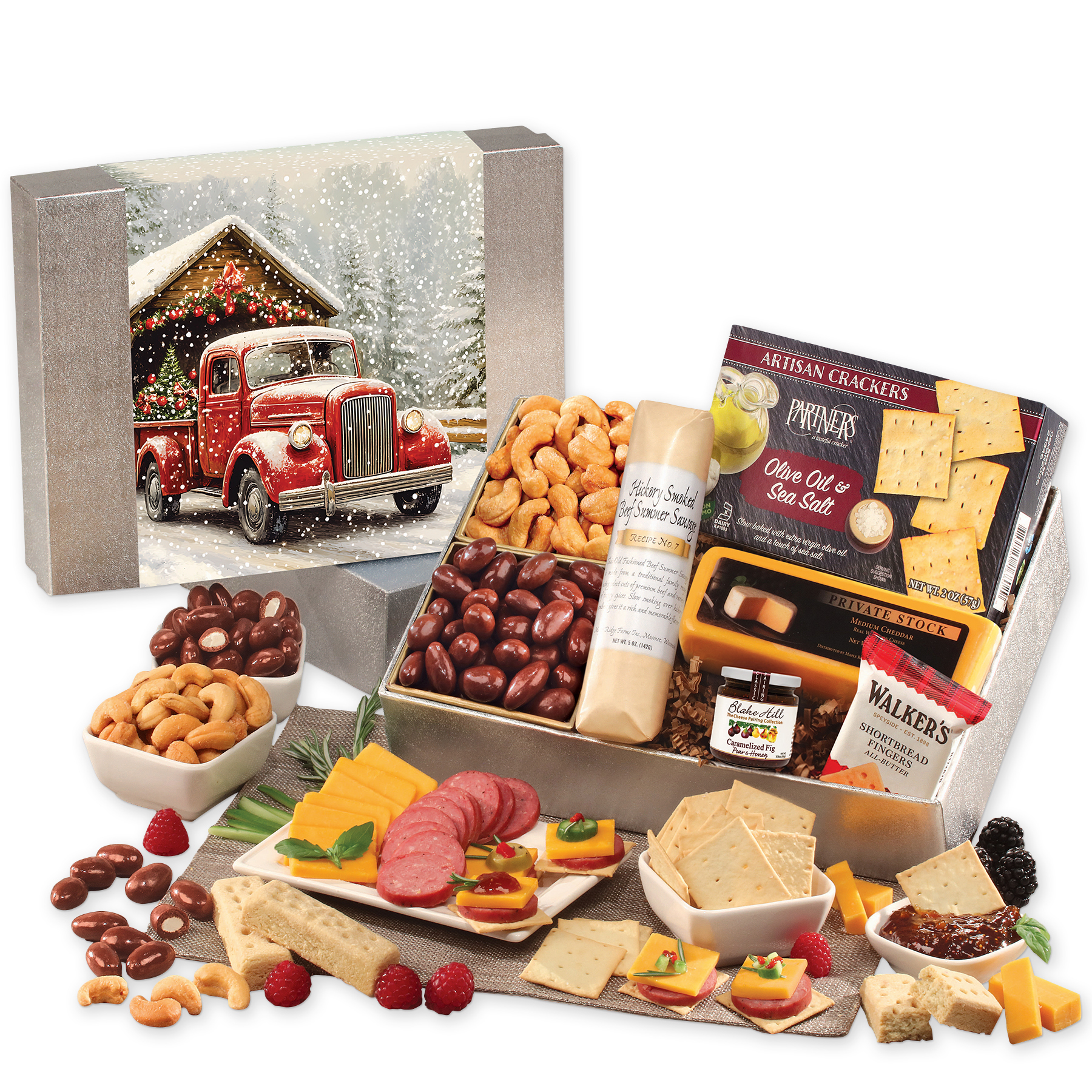 Snacking Smorgasbord with Red Truck on Bridge Sleeve
