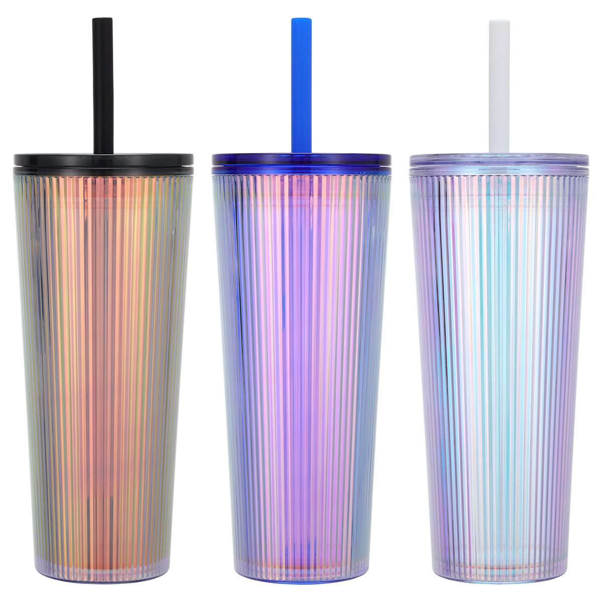 Pyramid 22 oz Recycled Iridescent Silicone Straw Tumbler