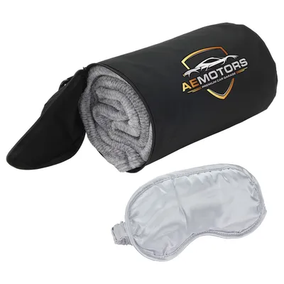 Custom AeroLOFT® Business First Travel Blanket with Sleep Mask