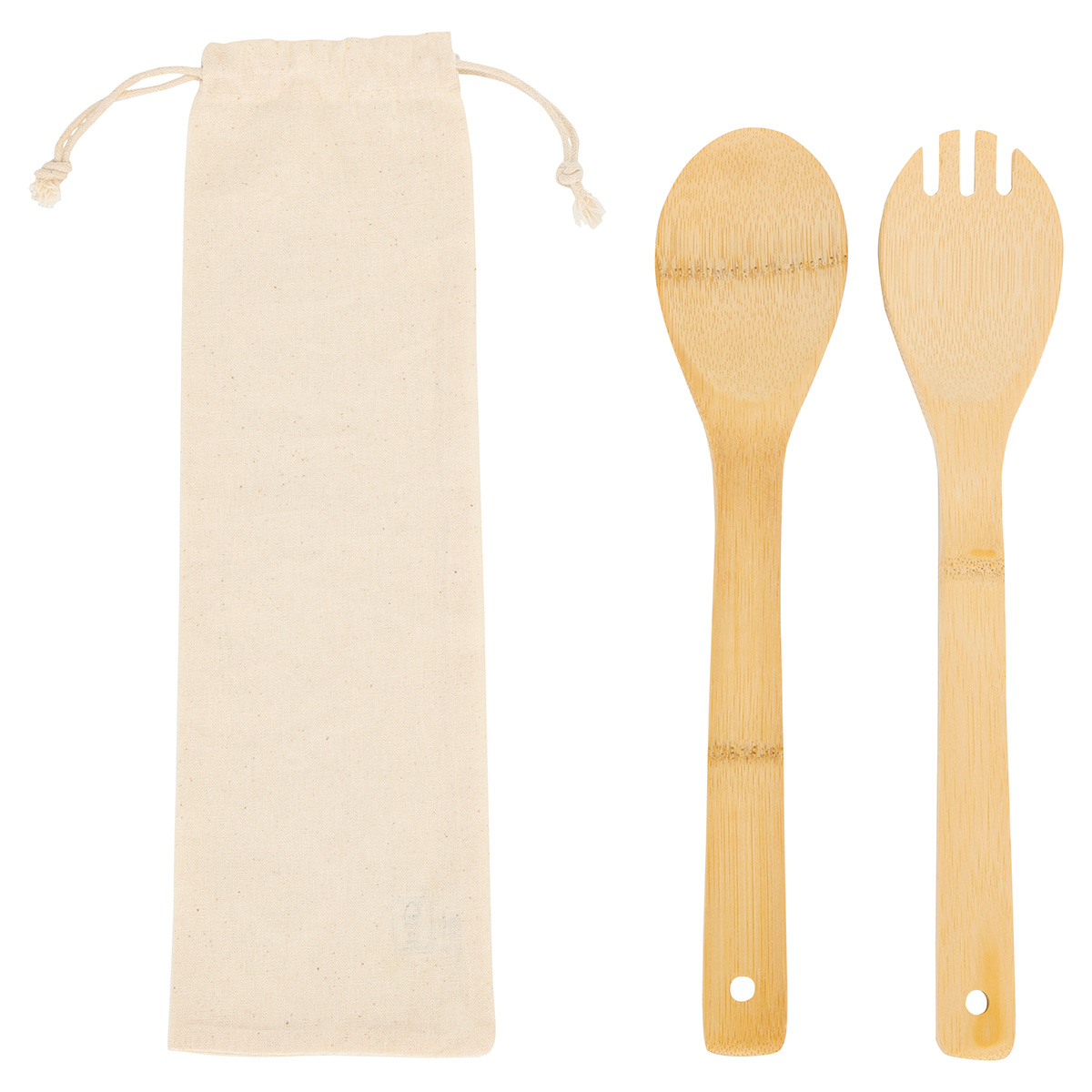 Bamboo Salad Utensils with Cotton Pouch
