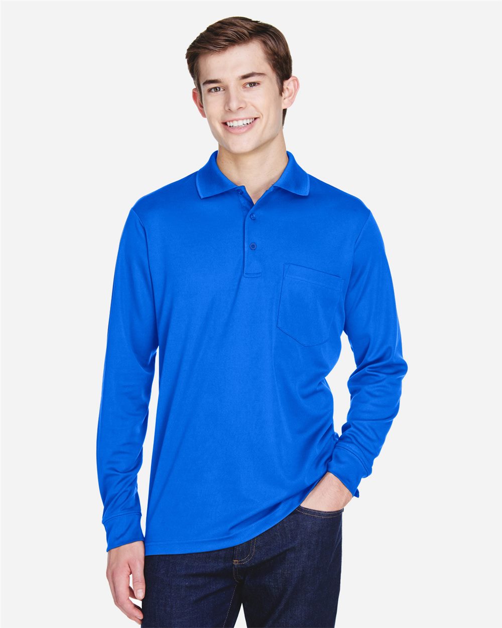 CORE365® Men's Pinnacle Performance Long Sleeve Piqué Polo with Pocket