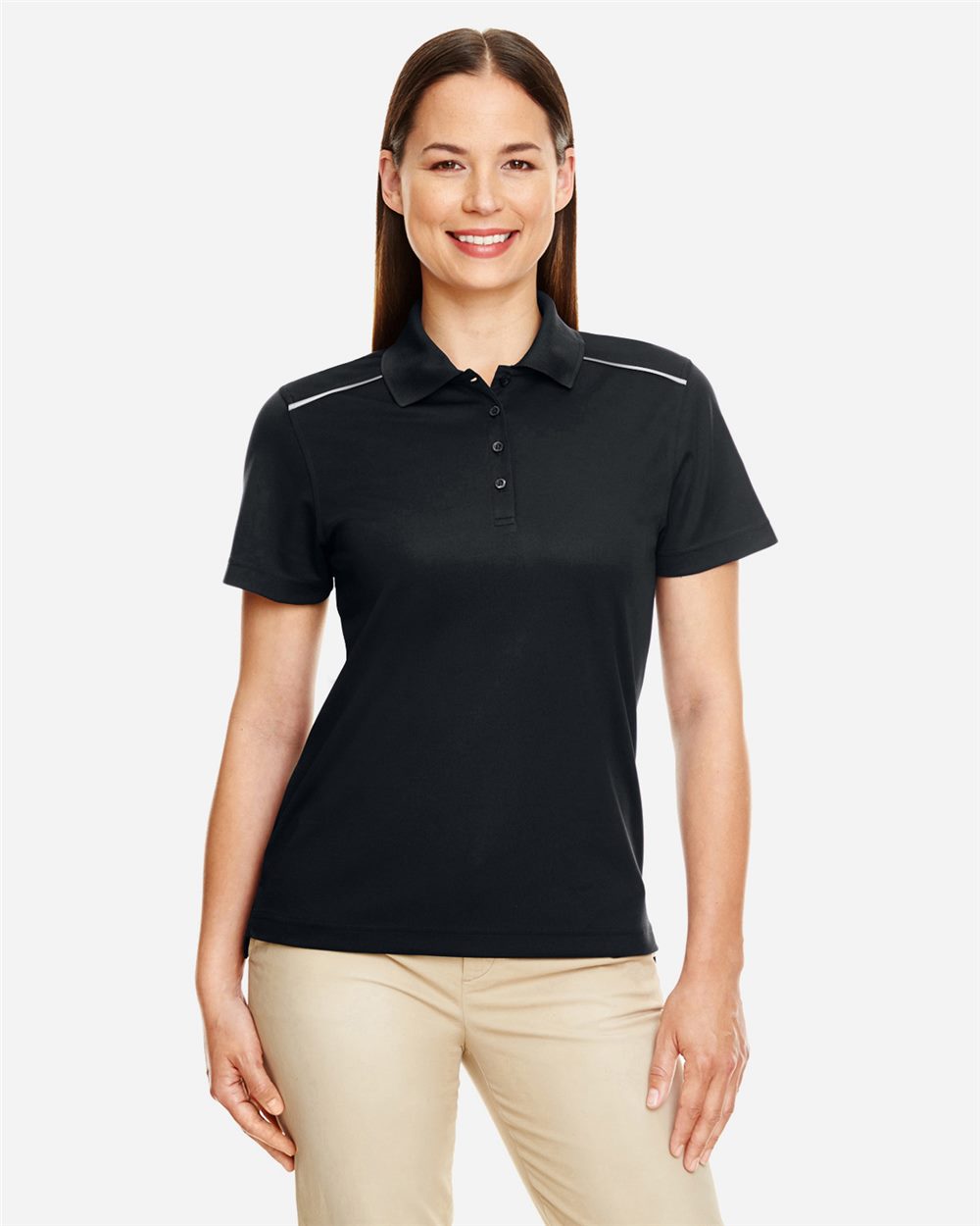 CORE365® Women's Radiant Performance Piqué Polo with Reflective Piping