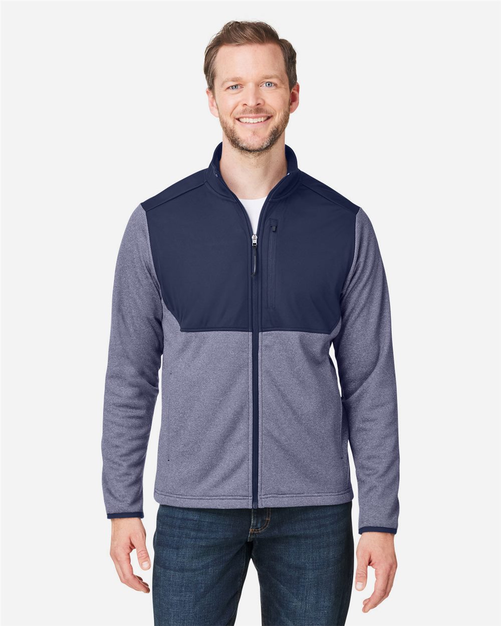 CORE365® Men's Venture Heathered Stripe Hybrid Jacket