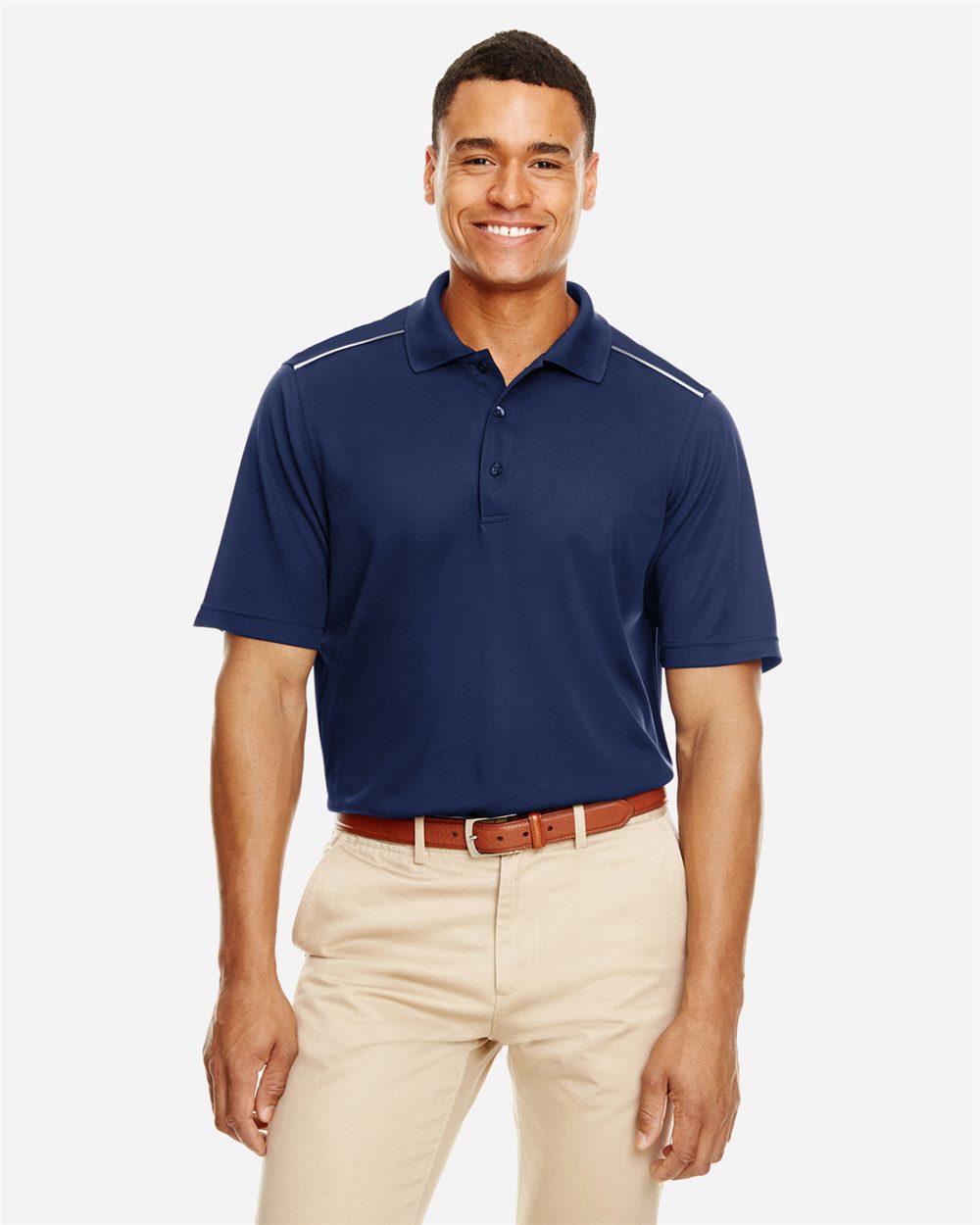 CORE365® Men's Radiant Performance Piqué Polo with Reflective Piping