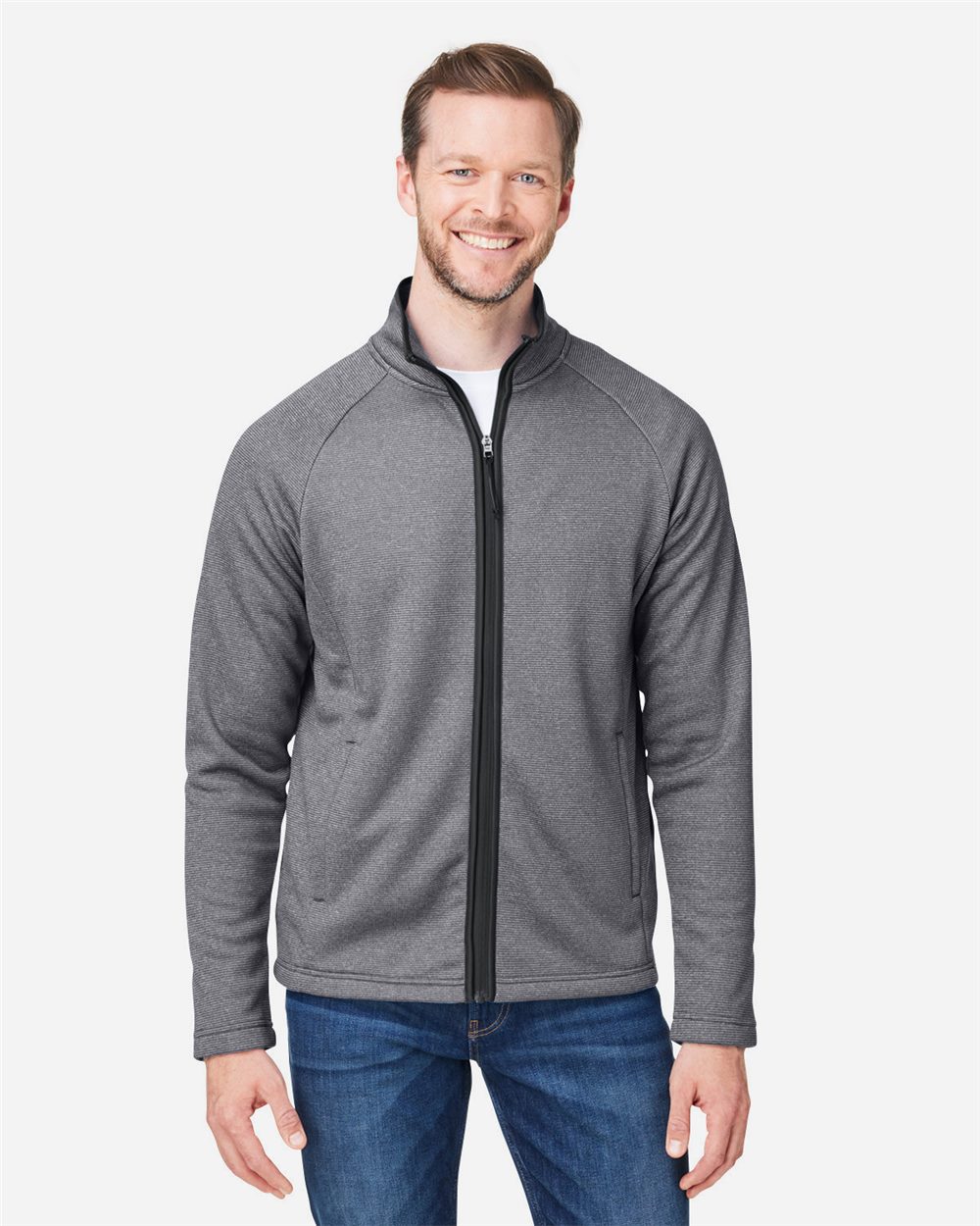CORE365® Men's Venture Heathered Stripe Full-Zip Jacket