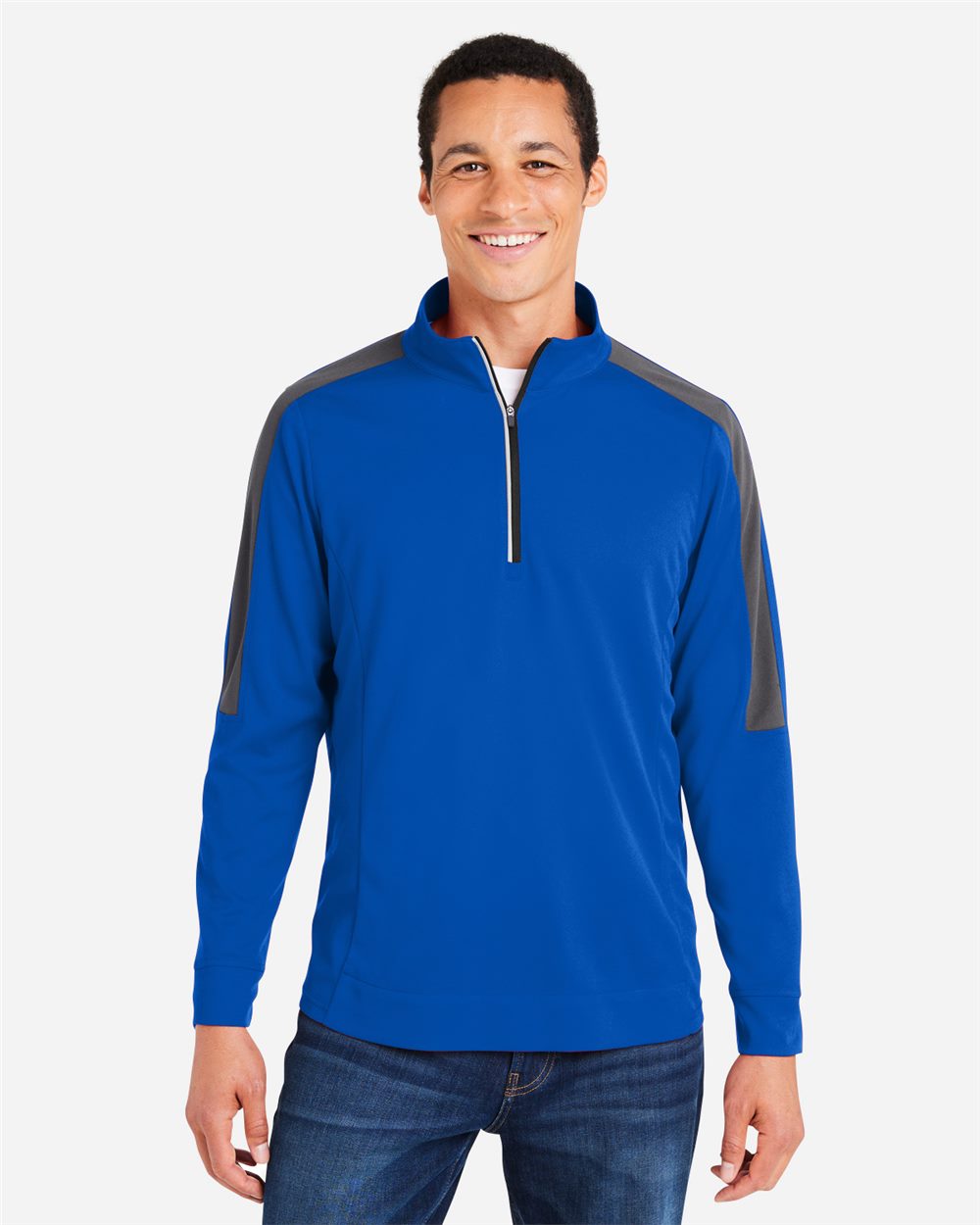 CORE365® Men's Market Snag Protect Mesh Colorblock Quarter-Zip Pullover