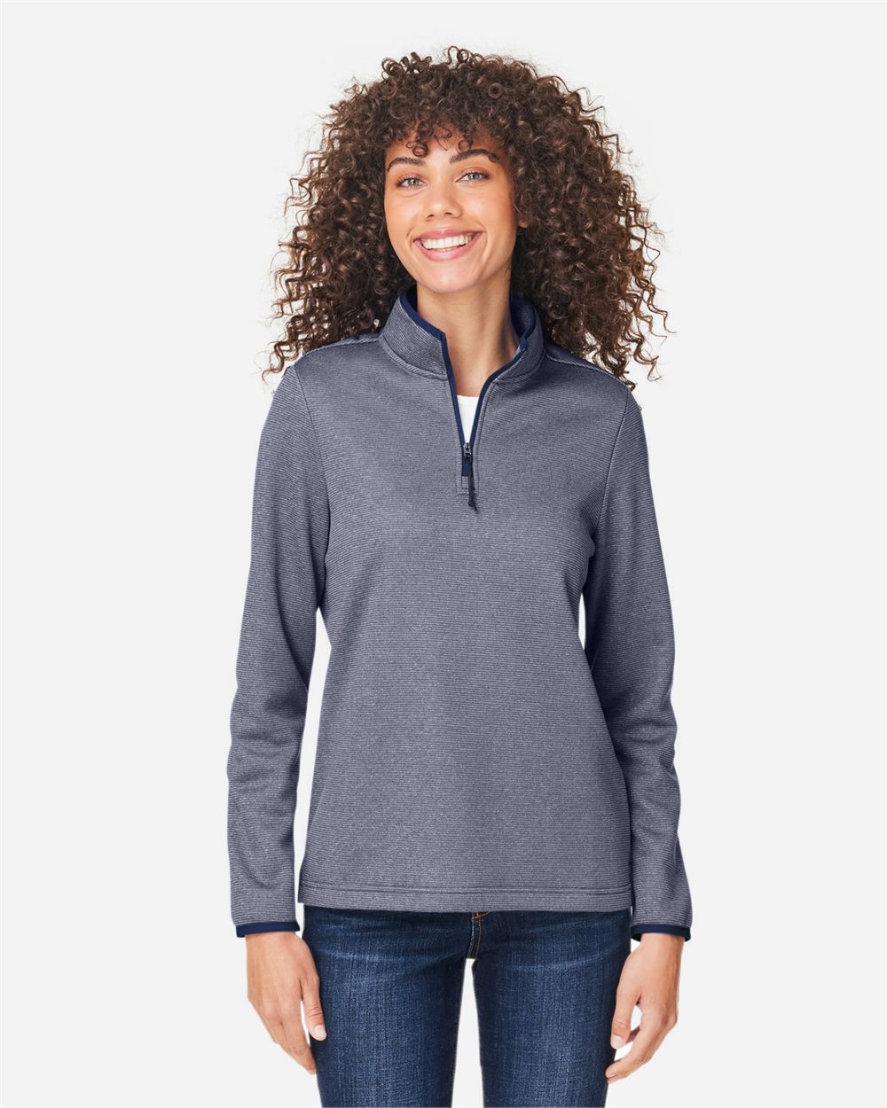 CORE365® Women's Venture Heathered Stripe Quarter-Zip Pullover