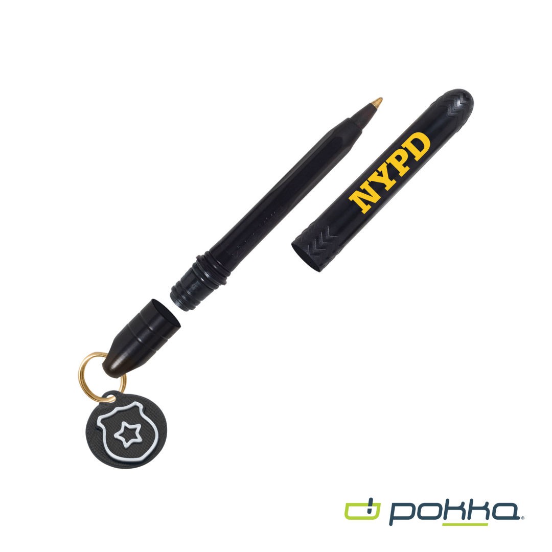 Pokka® Pocket Pen w/Dock & Gold Keyring & Charm in Tin Box 1