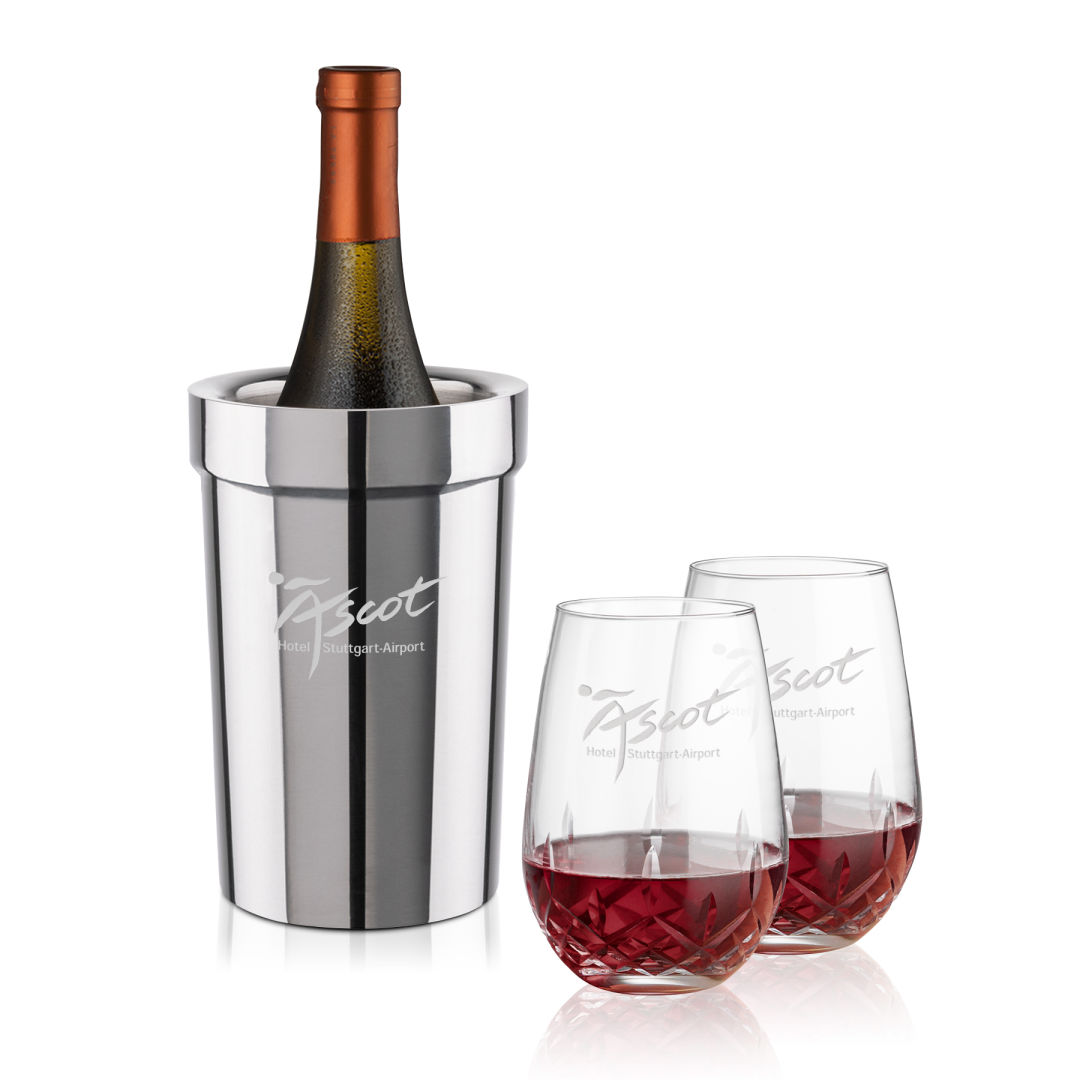 Milano Wine Cooler & Templeton Stemless Wine Set 1