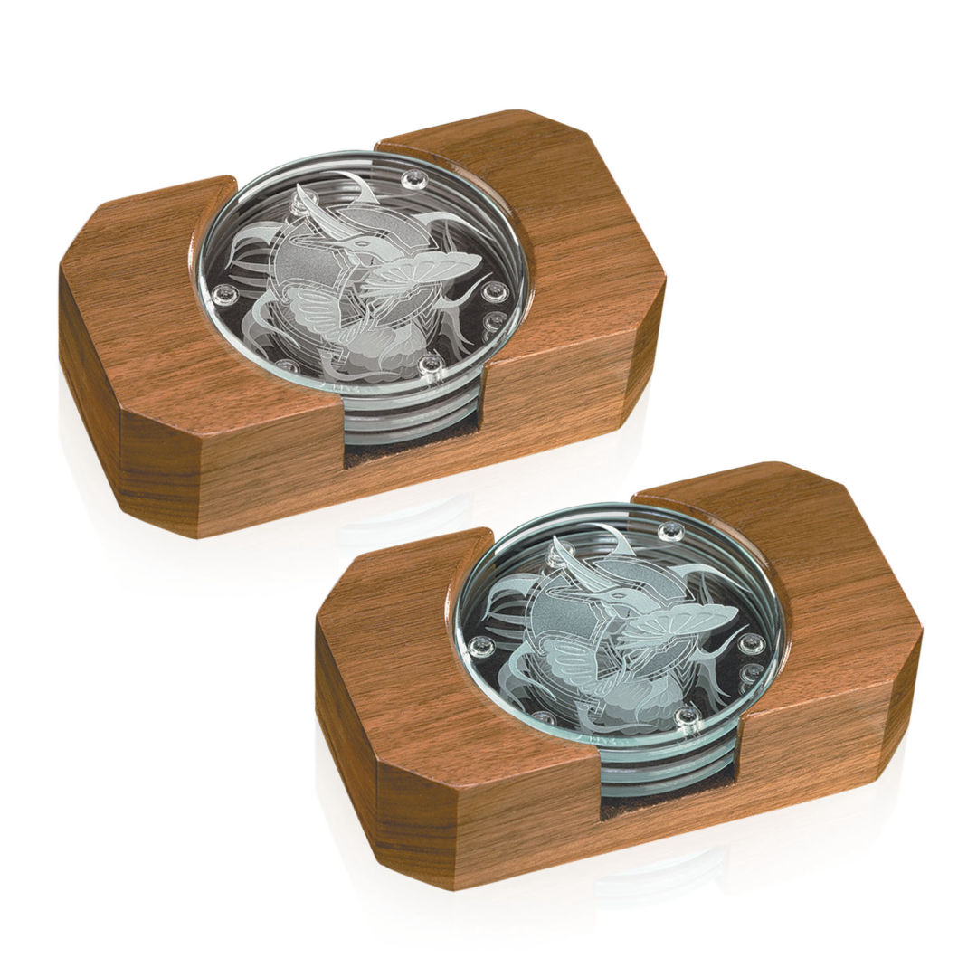 Round Coasters Jade - Set of 4 on Large Tray 1