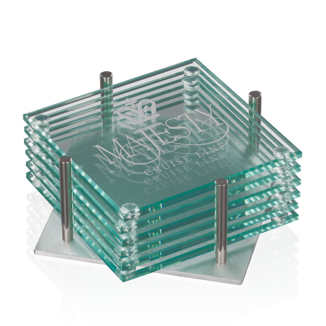 Square Coasters - Set of 6 on Aluminum Base 1