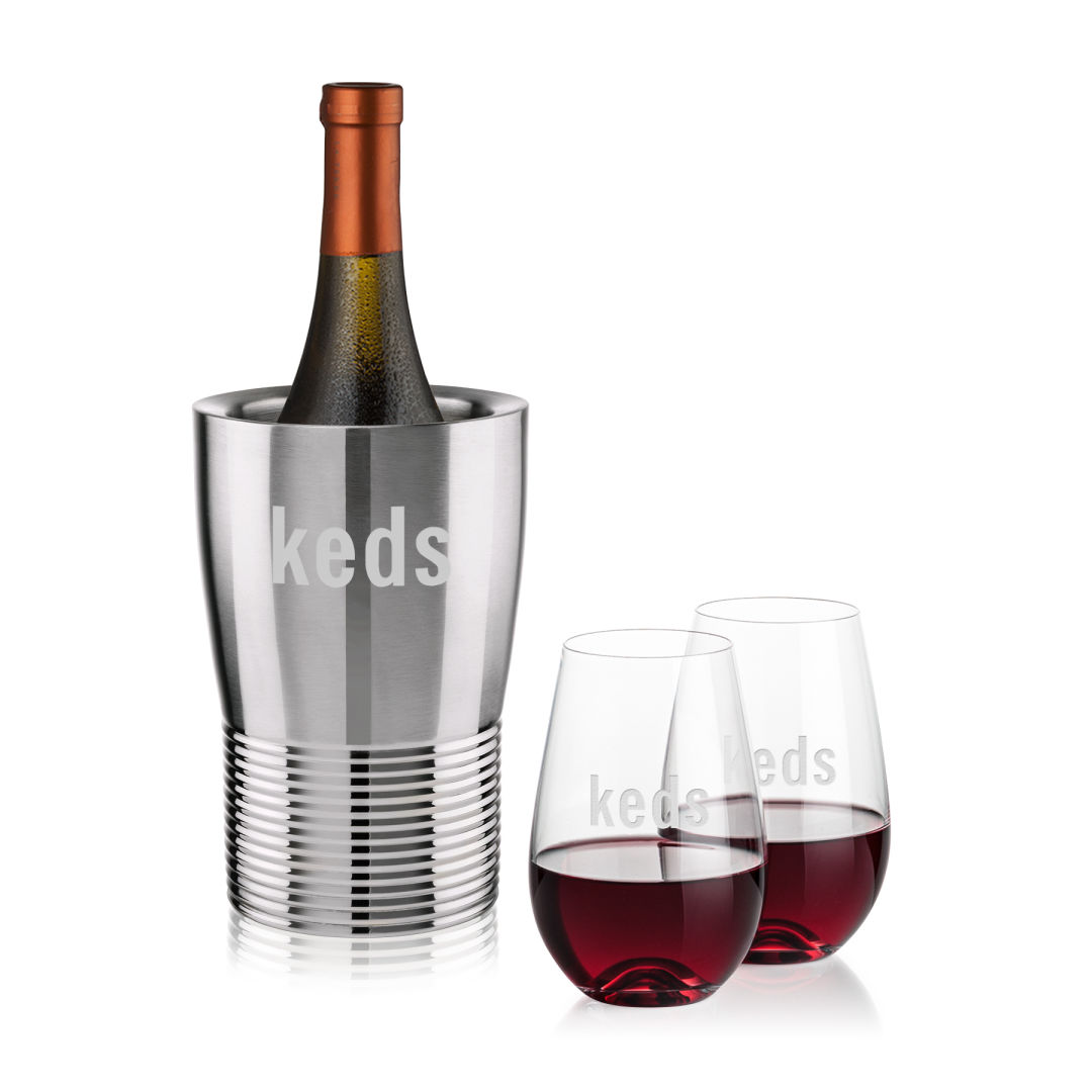 Genoa Wine Cooler & Boston Stemless Wine Set 1