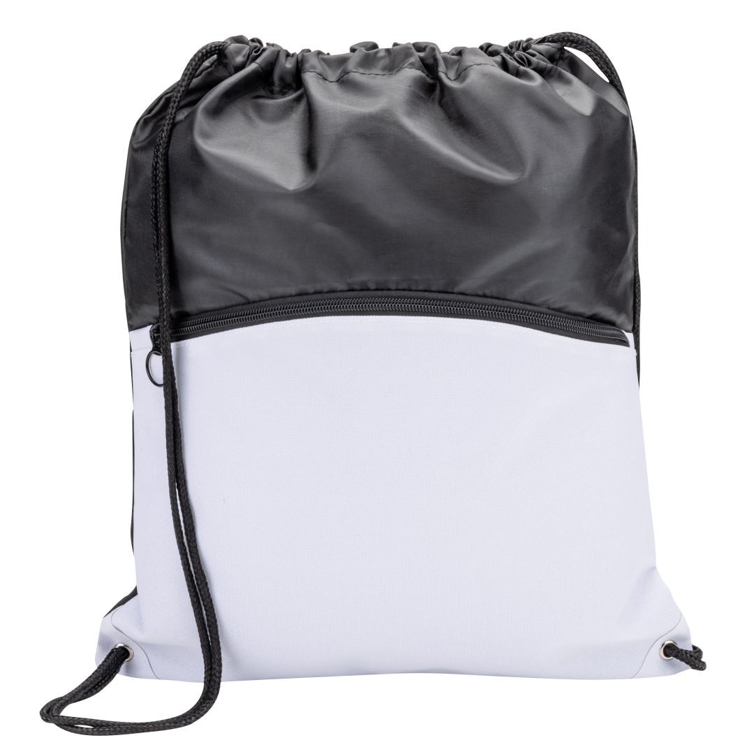 Jadis Drawstring Bag w/ Zipper Pocket - White (Blank)