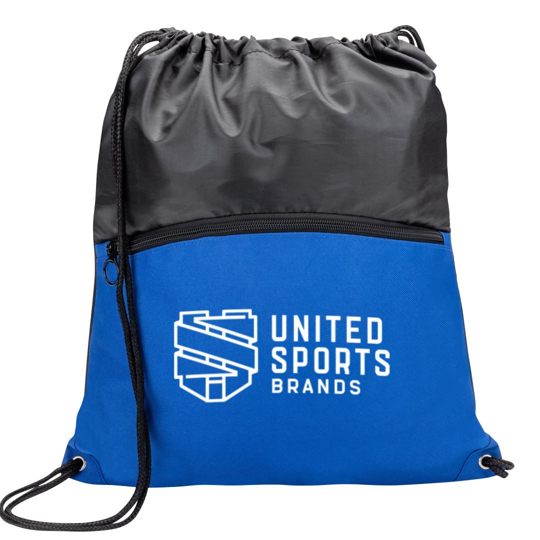 Jadis Drawstring Bag w/ Zipper Pocket - Blue