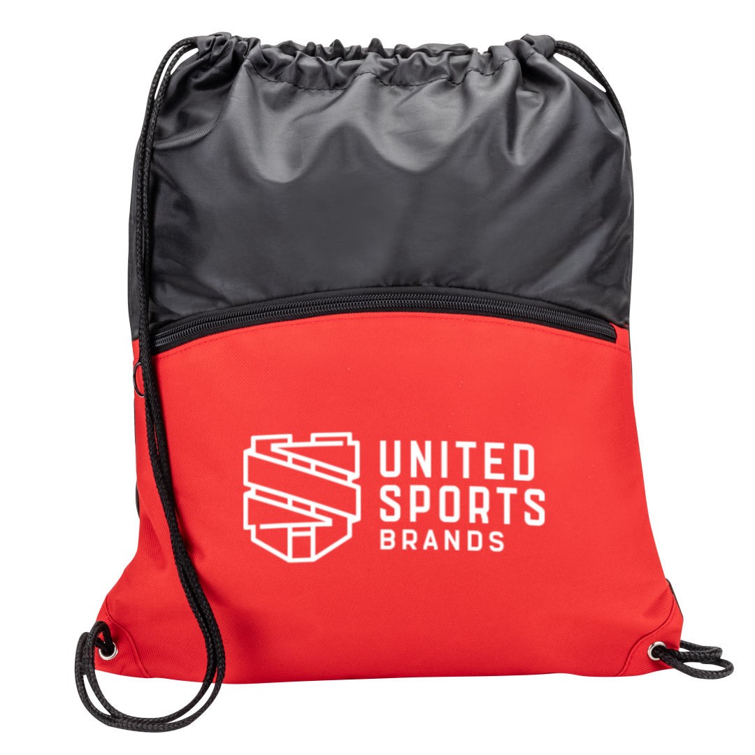 Jadis Drawstring Bag w/ Zipper Pocket - Red