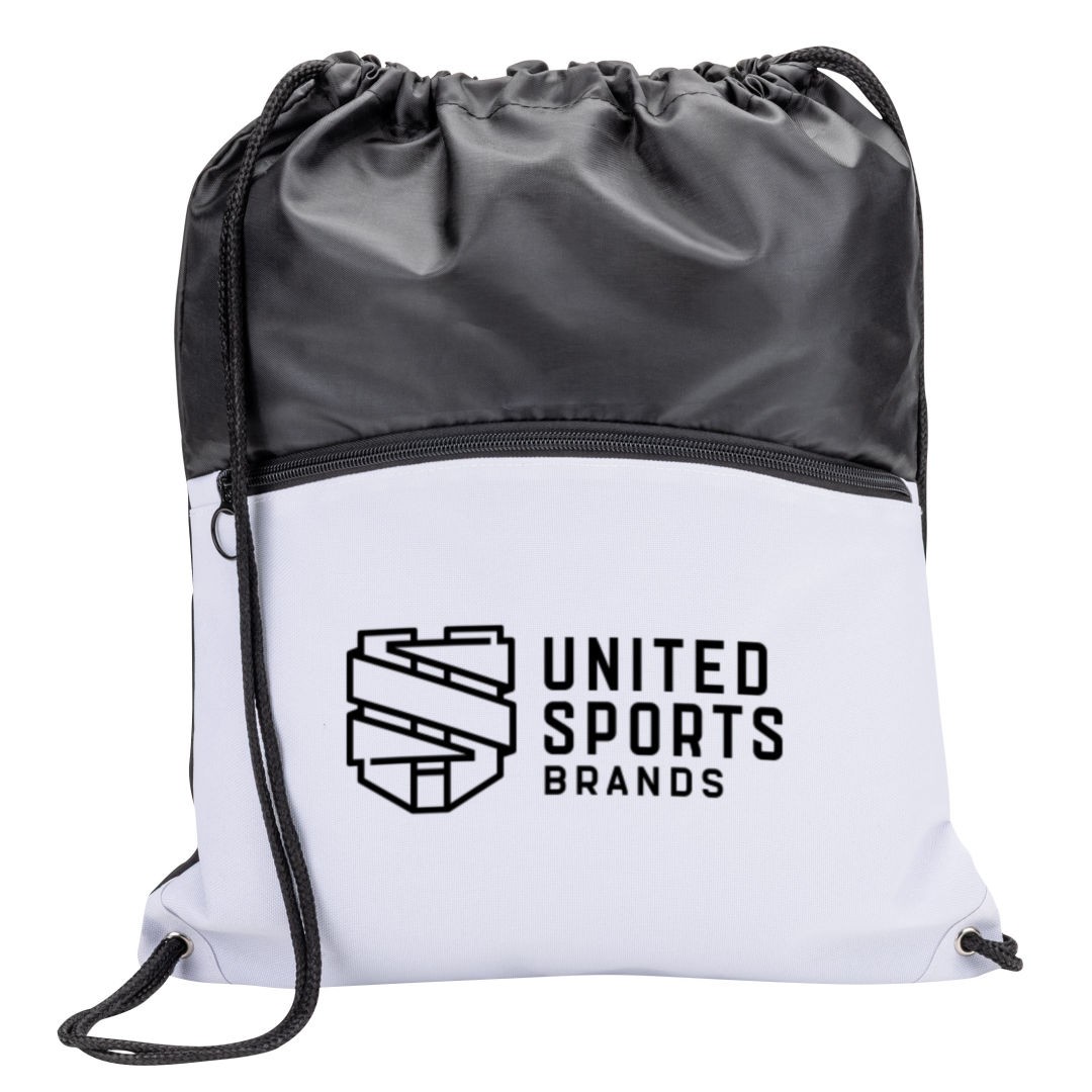 Jadis Drawstring Bag w/ Zipper Pocket - White
