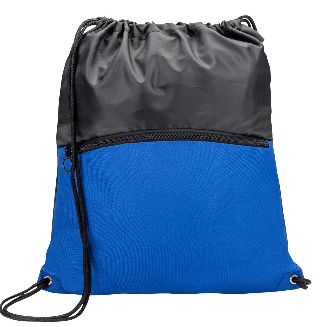 Jadis Drawstring Bag w/ Zipper Pocket - Blue (Blank)