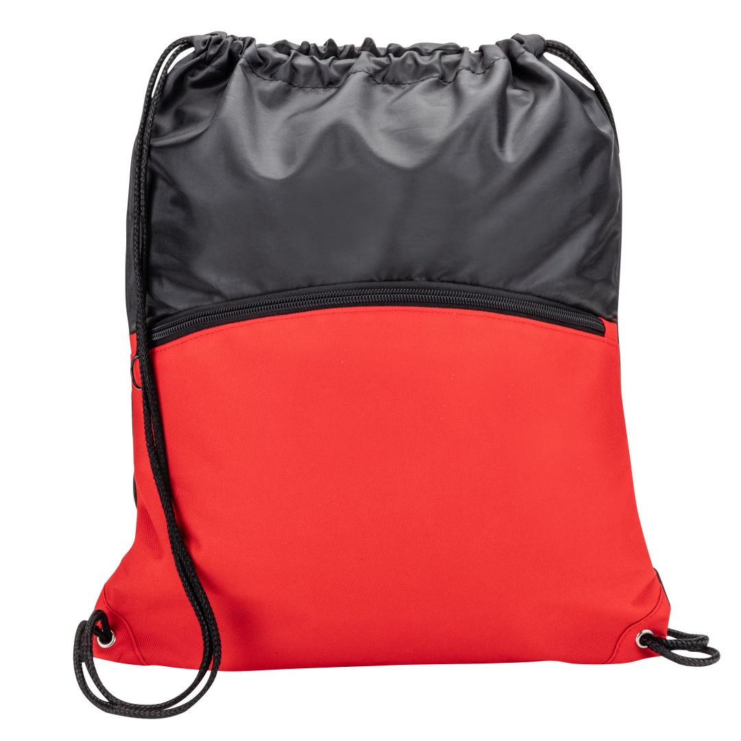 Jadis Drawstring Bag w/ Zipper Pocket - Red (Blank)