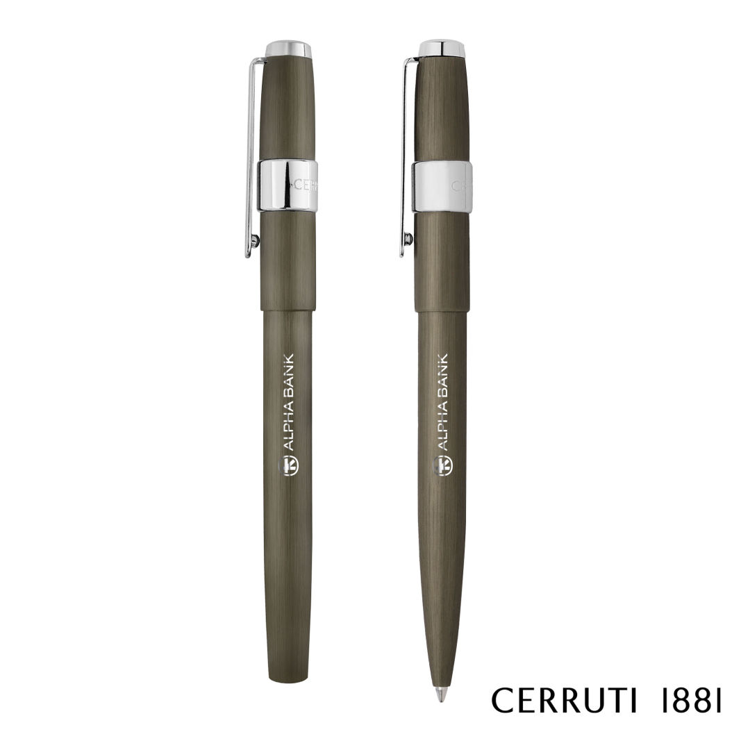 Cerruti 1881® Block Brushed Ballpoint Pen & Fountain Pen Set 1