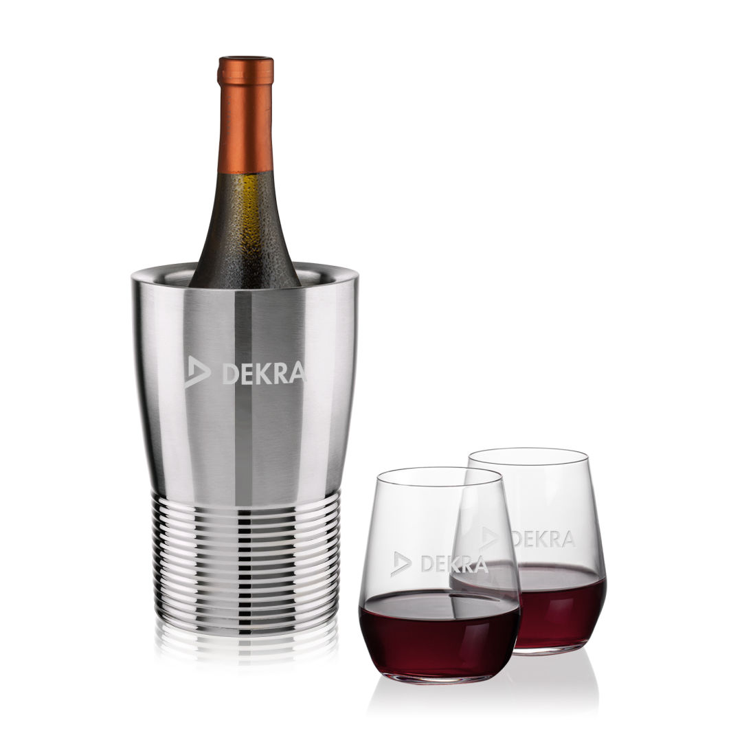 Genoa Wine Cooler & Germain Stemless Wine Set 1