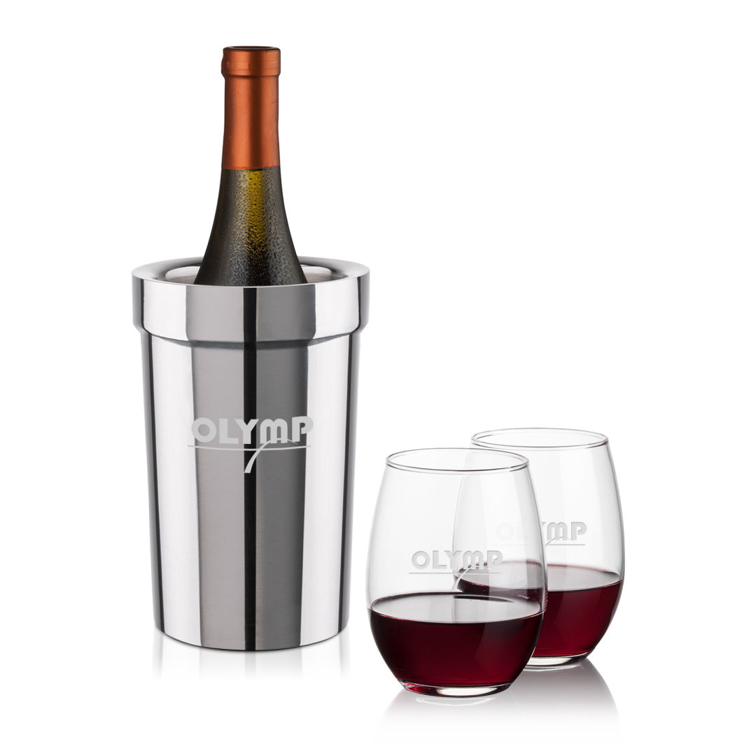 Milano Wine Cooler & Stanford Stemless Wine Set 1