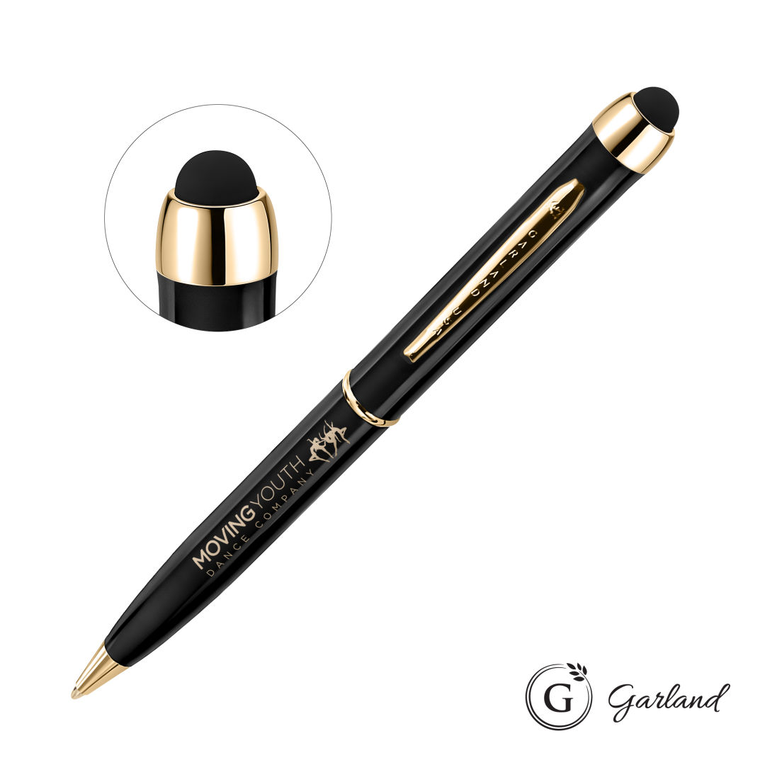 Garland® Stylus High Gloss Ballpoint Twist Pen - Gold Accent 1