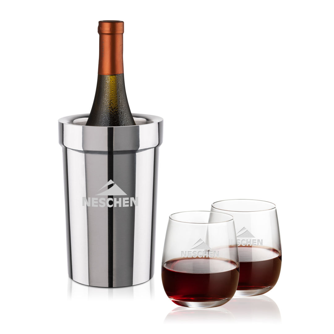 Milano Wine Cooler & Crestview Stemless Wine Set 1