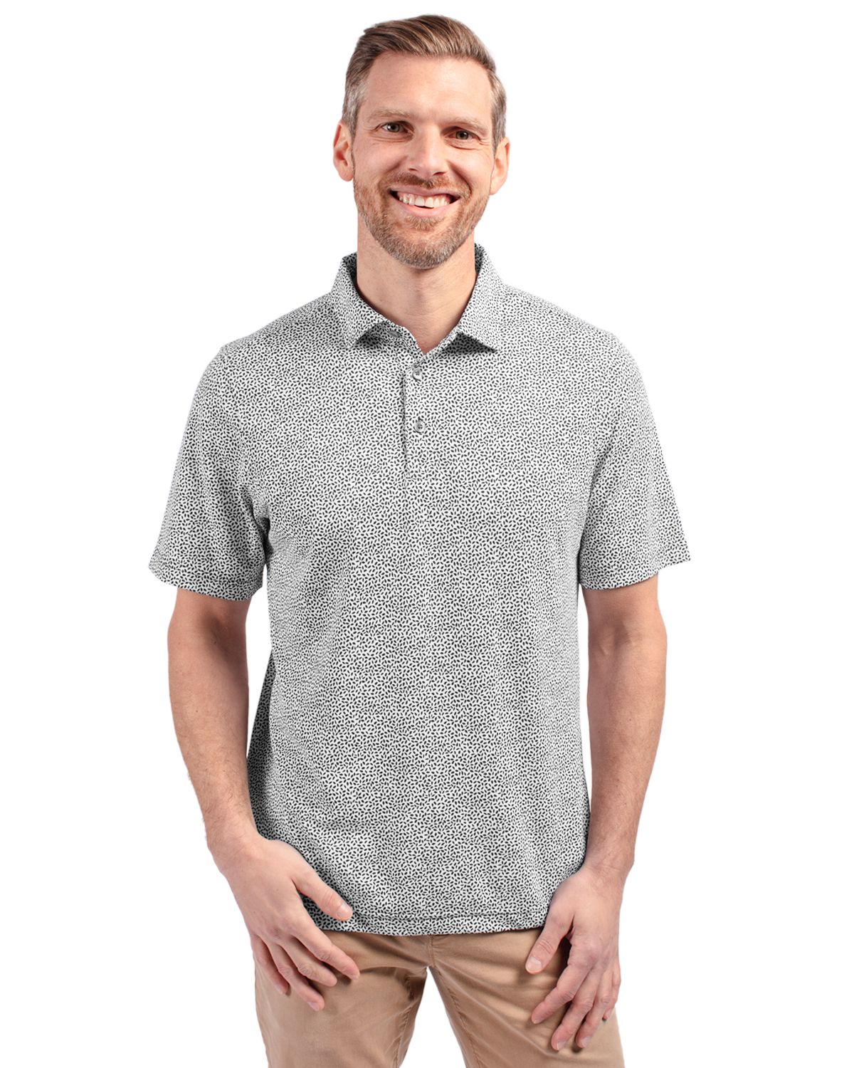 Cutter & Buck Virtue Eco Pique Botanical Print Recycled Mens Polo
