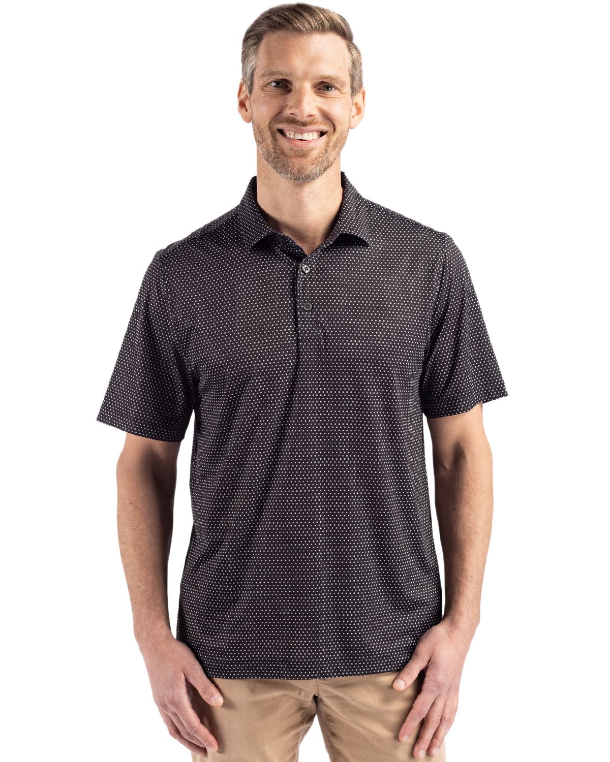 Cutter & Buck Pike Eco Shadow Check Print Recycled Mens Polo