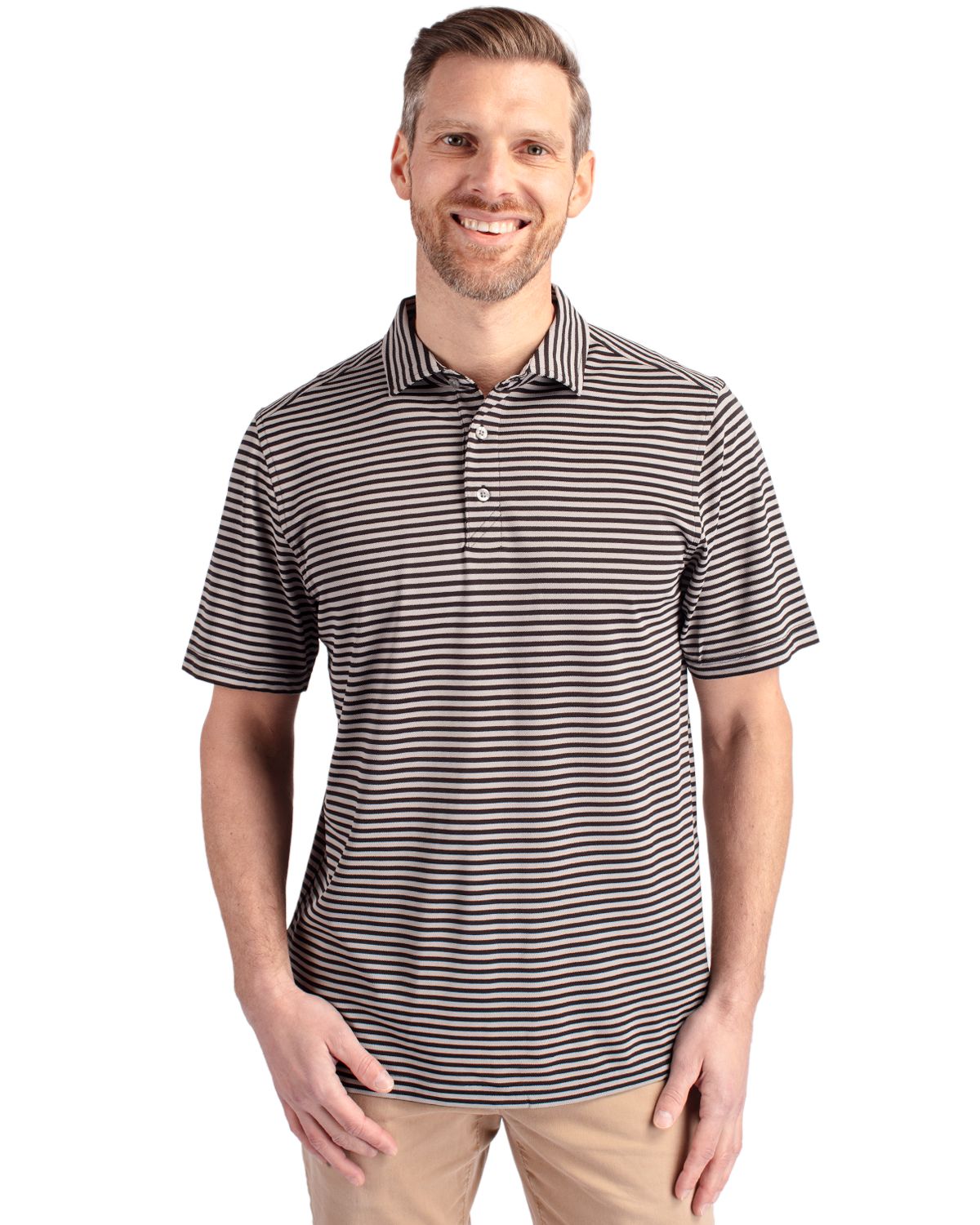 Cutter & Buck Virtue Eco Pique Stripe Recycled Mens Big and Tall Polo