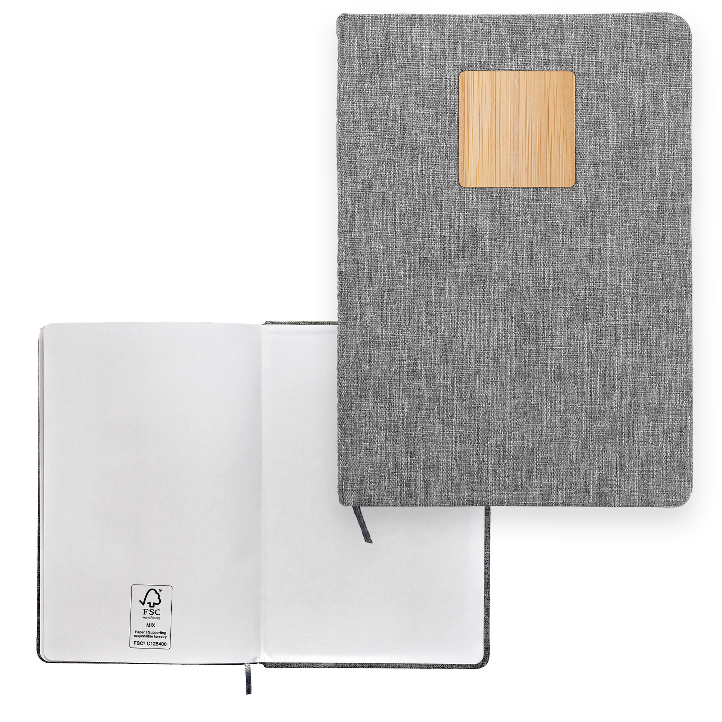 Heathered Recycled Notebook with Bamboo Accent