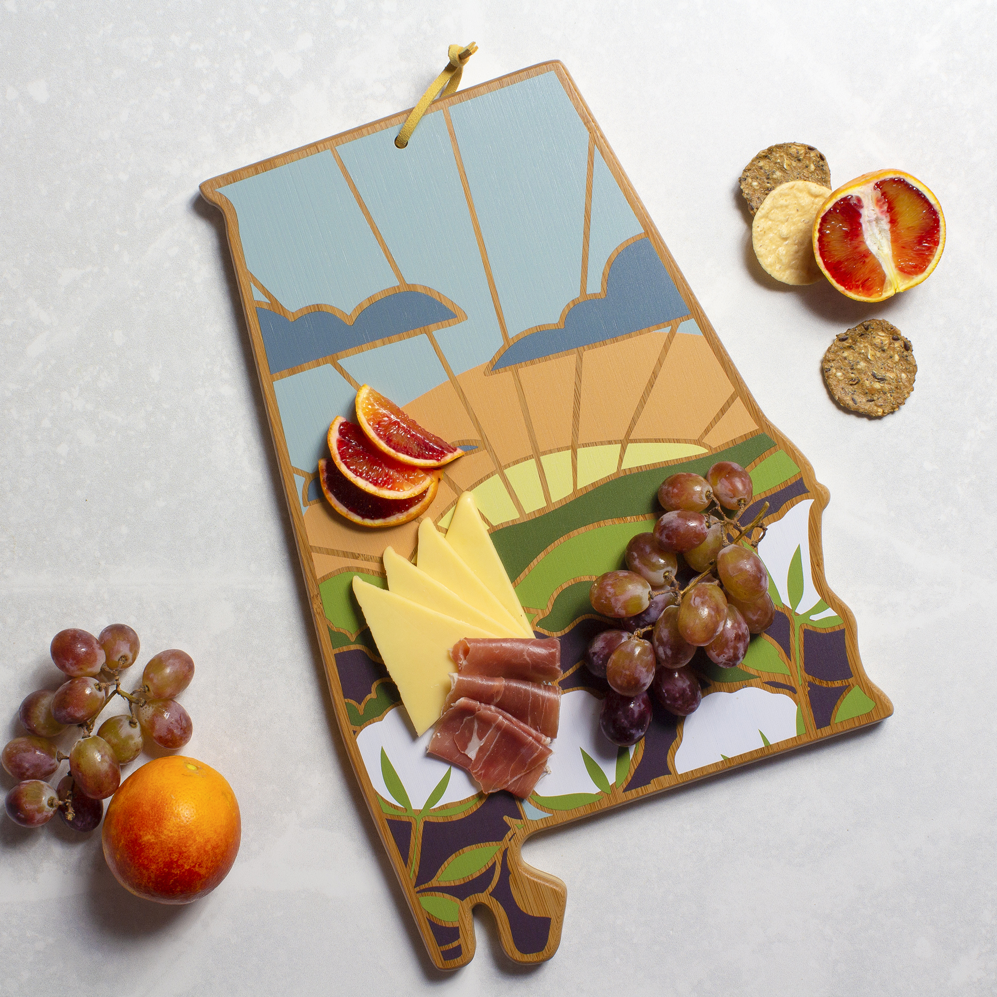 Alabama State Shaped Cutting & Serving Board w/Artwork by Summer Stokes