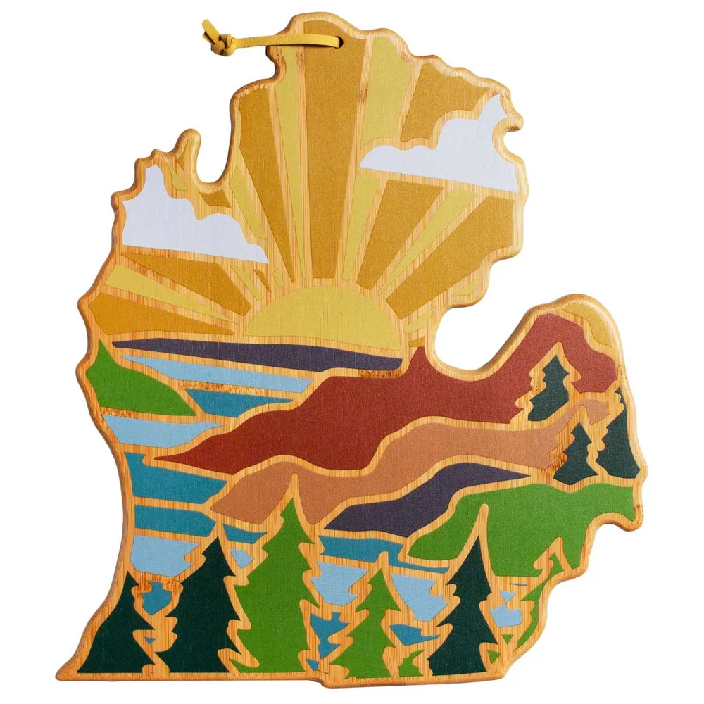 Michigan (Mitten) State Shaped Cutting and Serving Board with Artwork by Summer Stokes